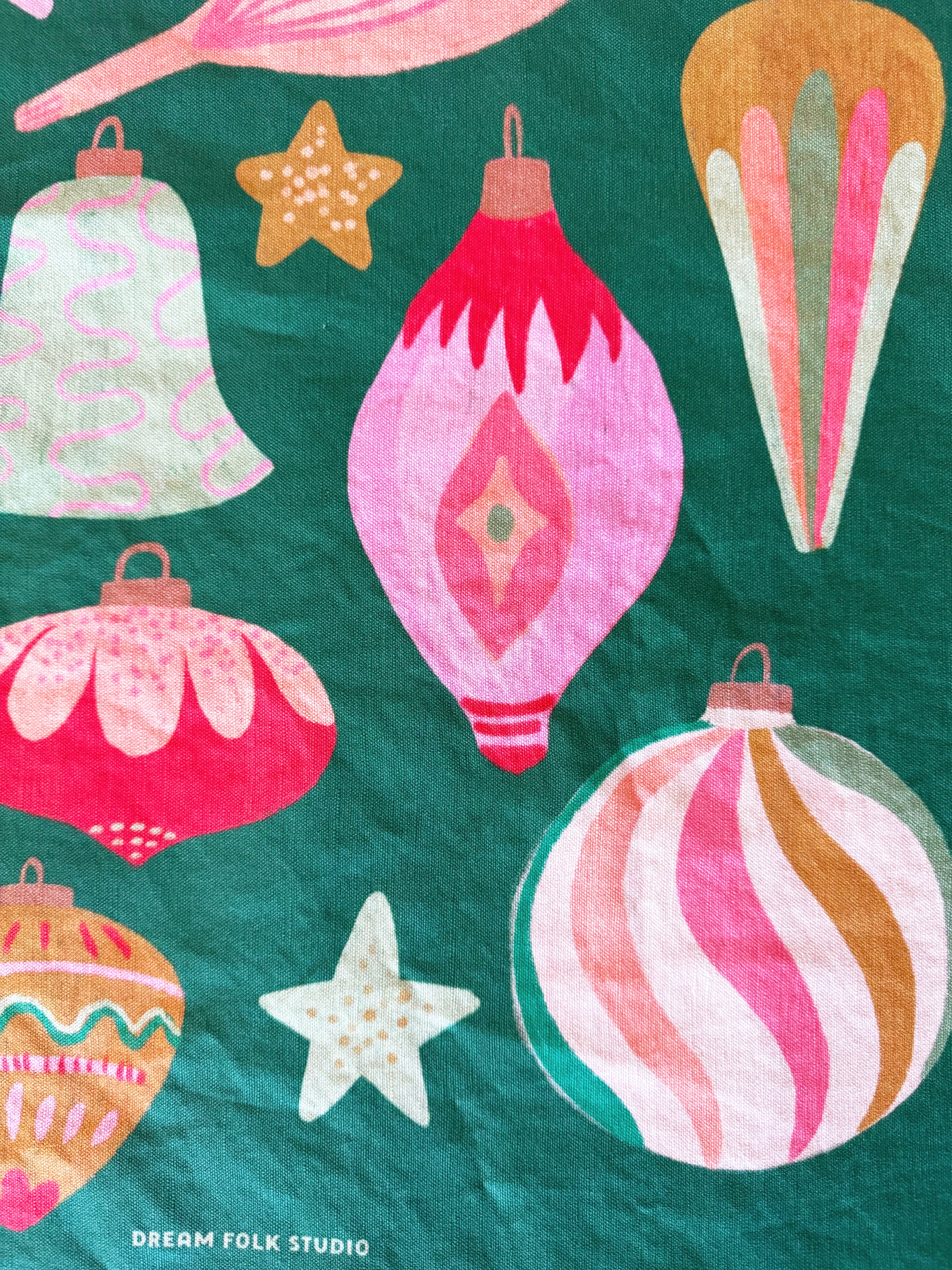 Retro Christmas Ornaments - Tea Towel