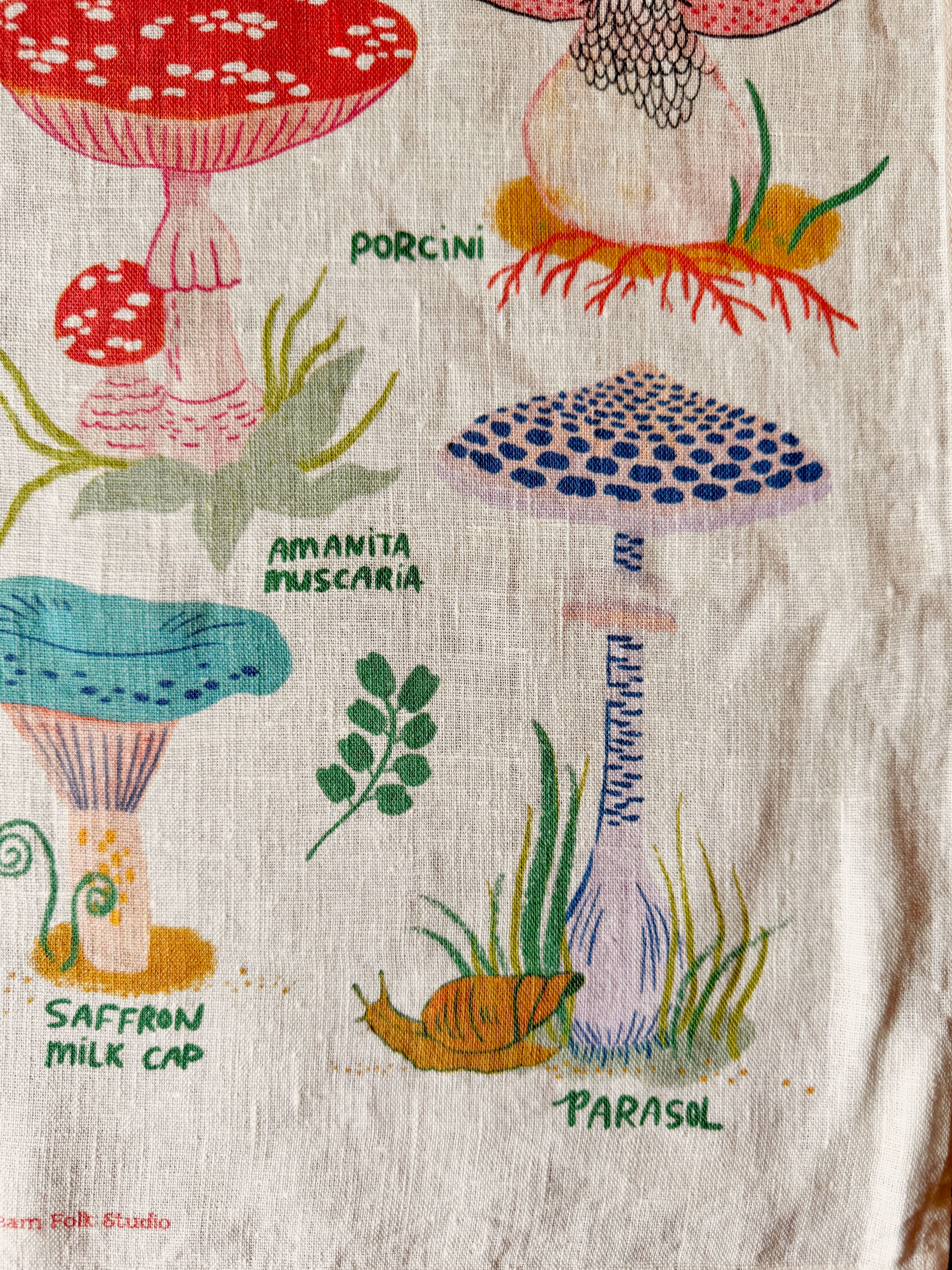 Mushroom of the Forest Floor 100% Stone Washed European Linen Tea Towel