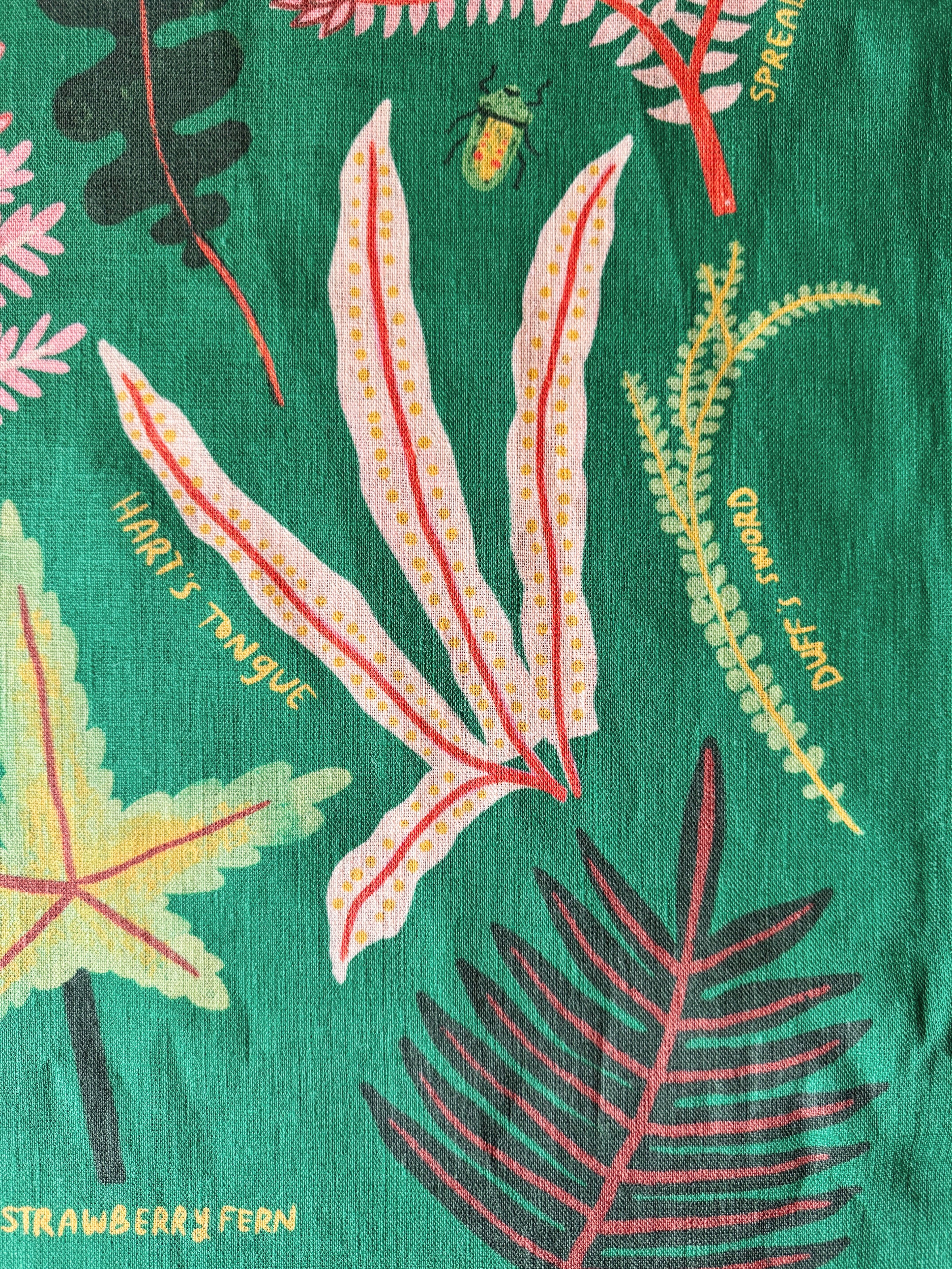 Ferns of the Forest Floor 100% Stone Washed European Linen Tea Towel