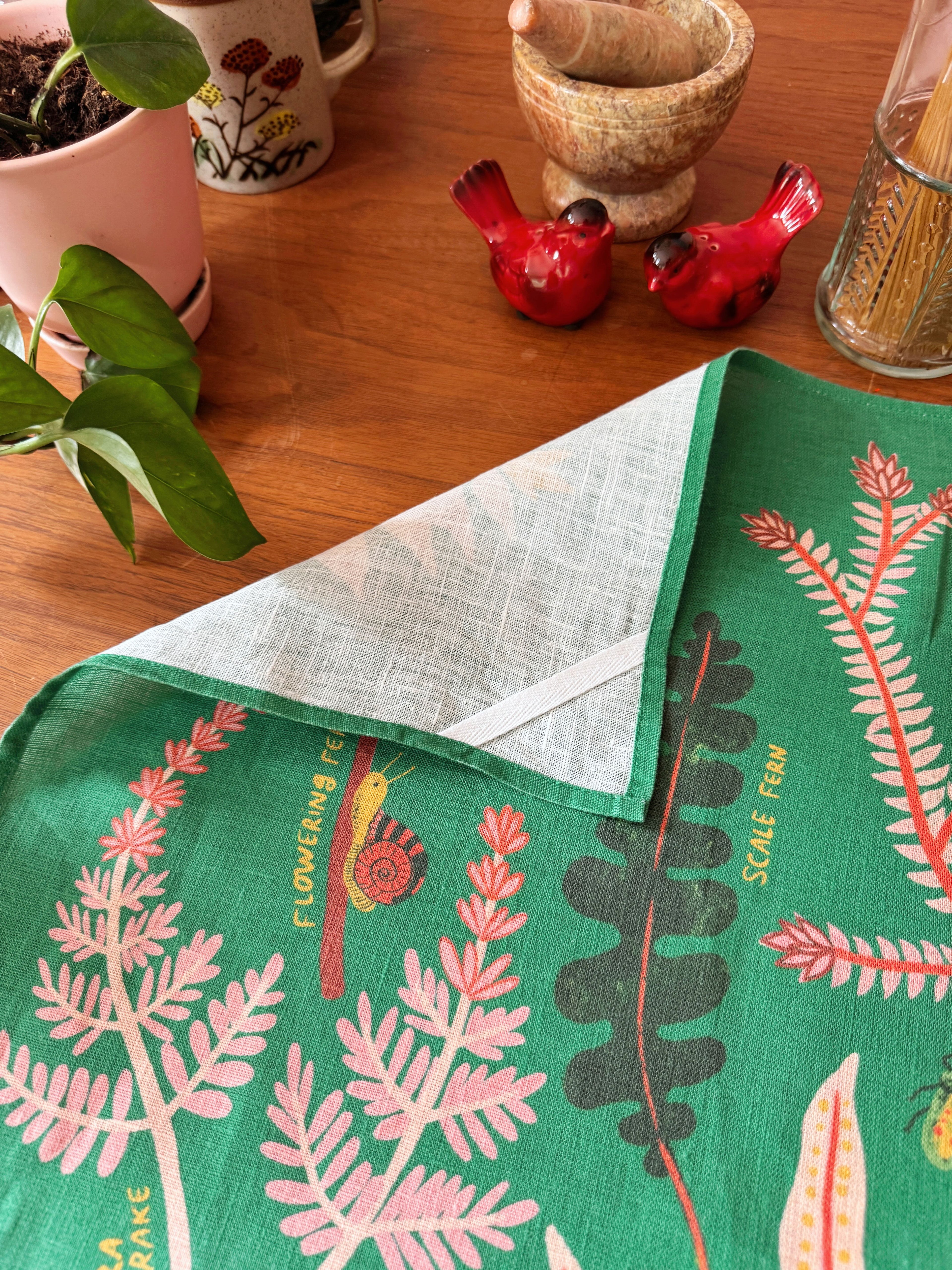 Ferns of the Forest Floor 100% Stone Washed European Linen Tea Towel