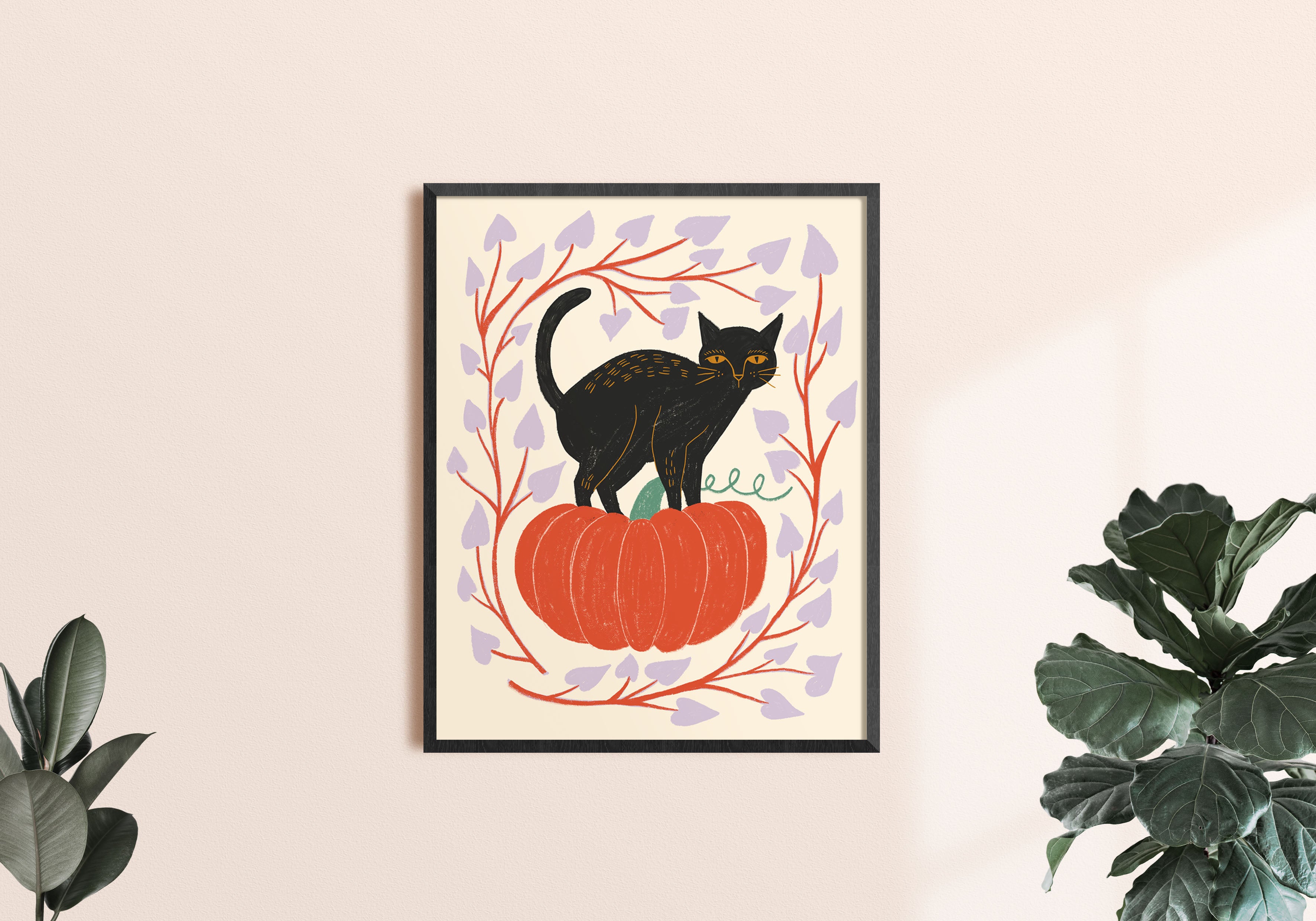 Black Cat Halloween Art Print