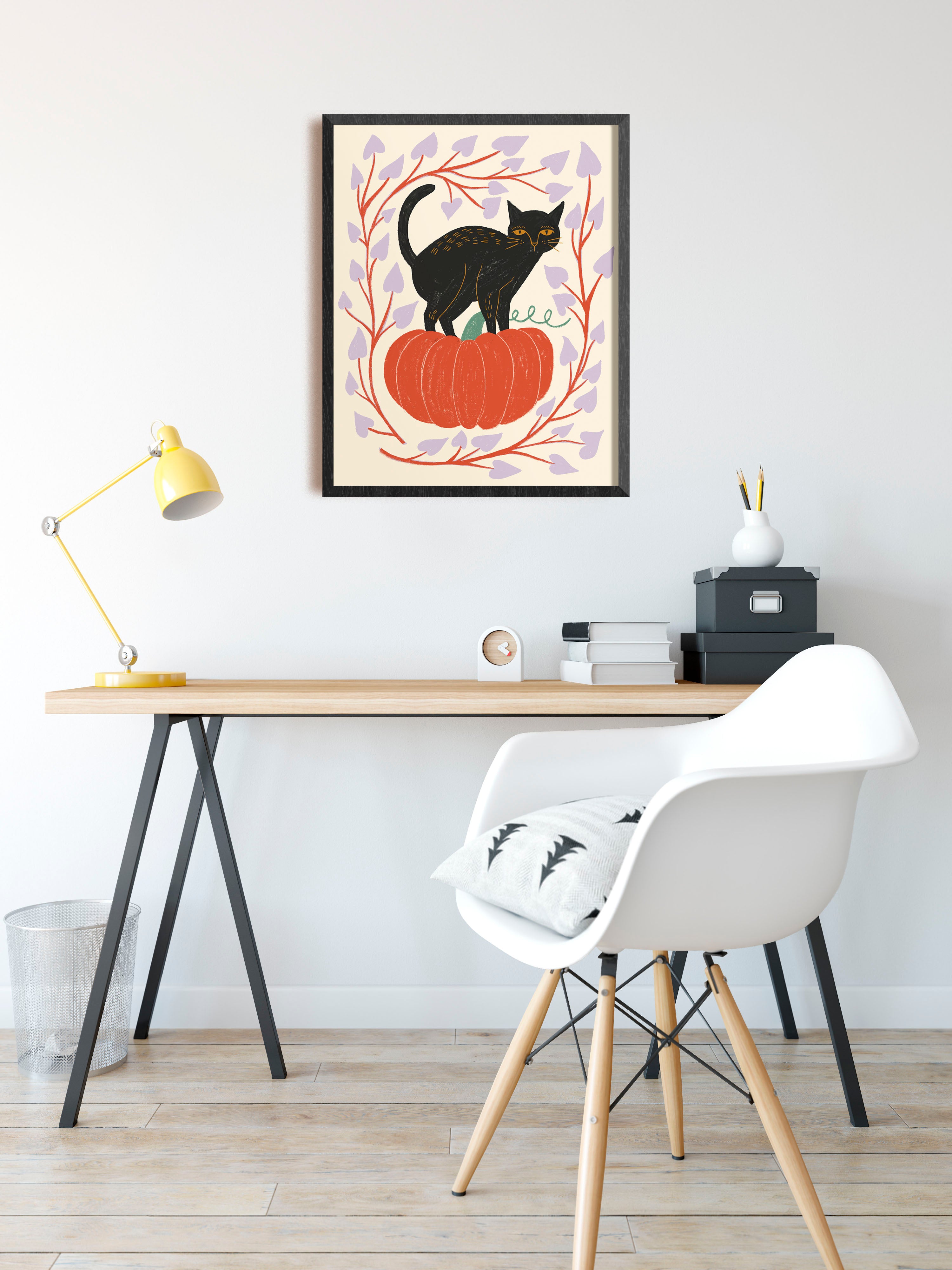 Black Cat Halloween Art Print