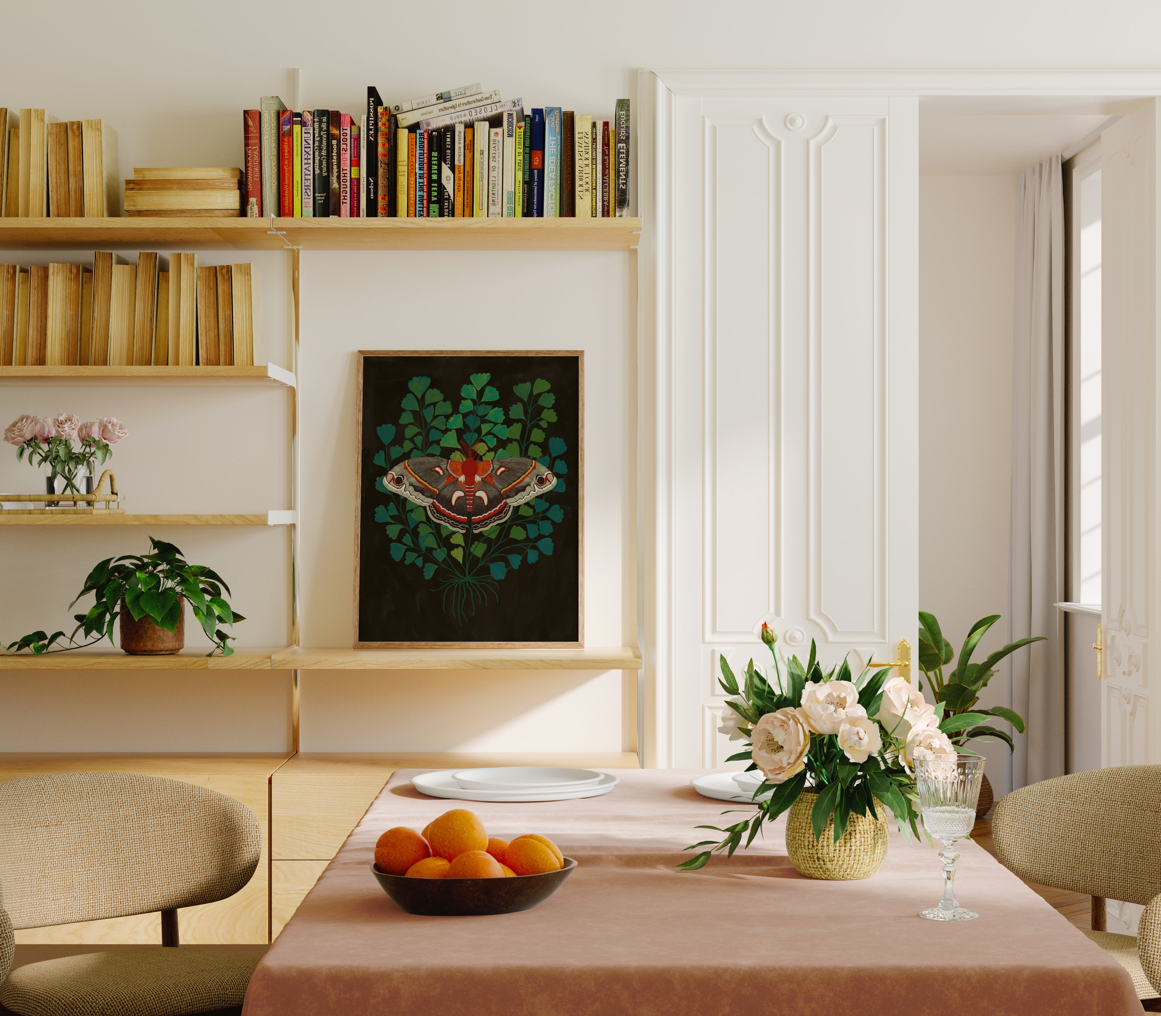 Cecropia Moth and Maidenhair Fern - Art Print