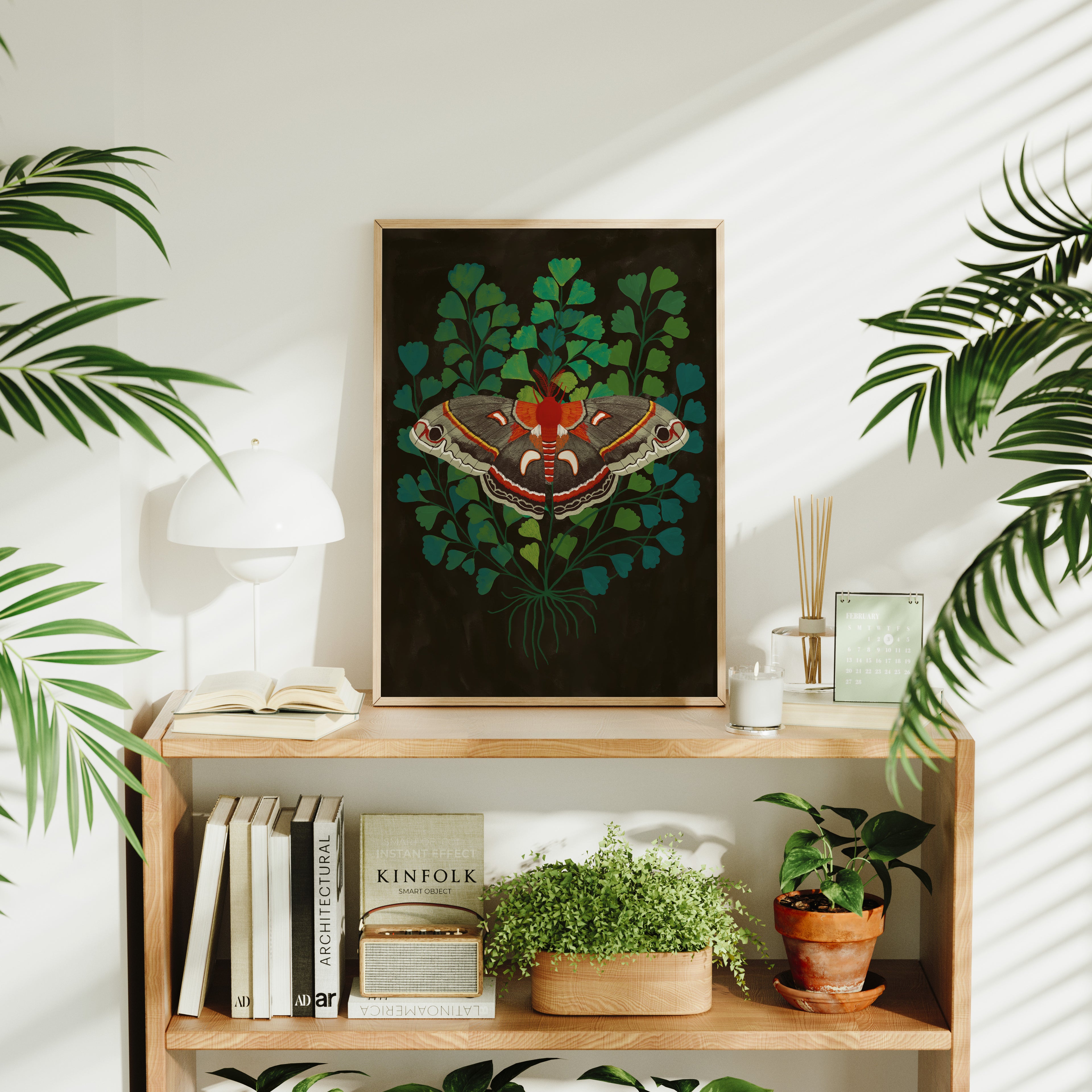 Cecropia Moth and Maidenhair Fern - Art Print