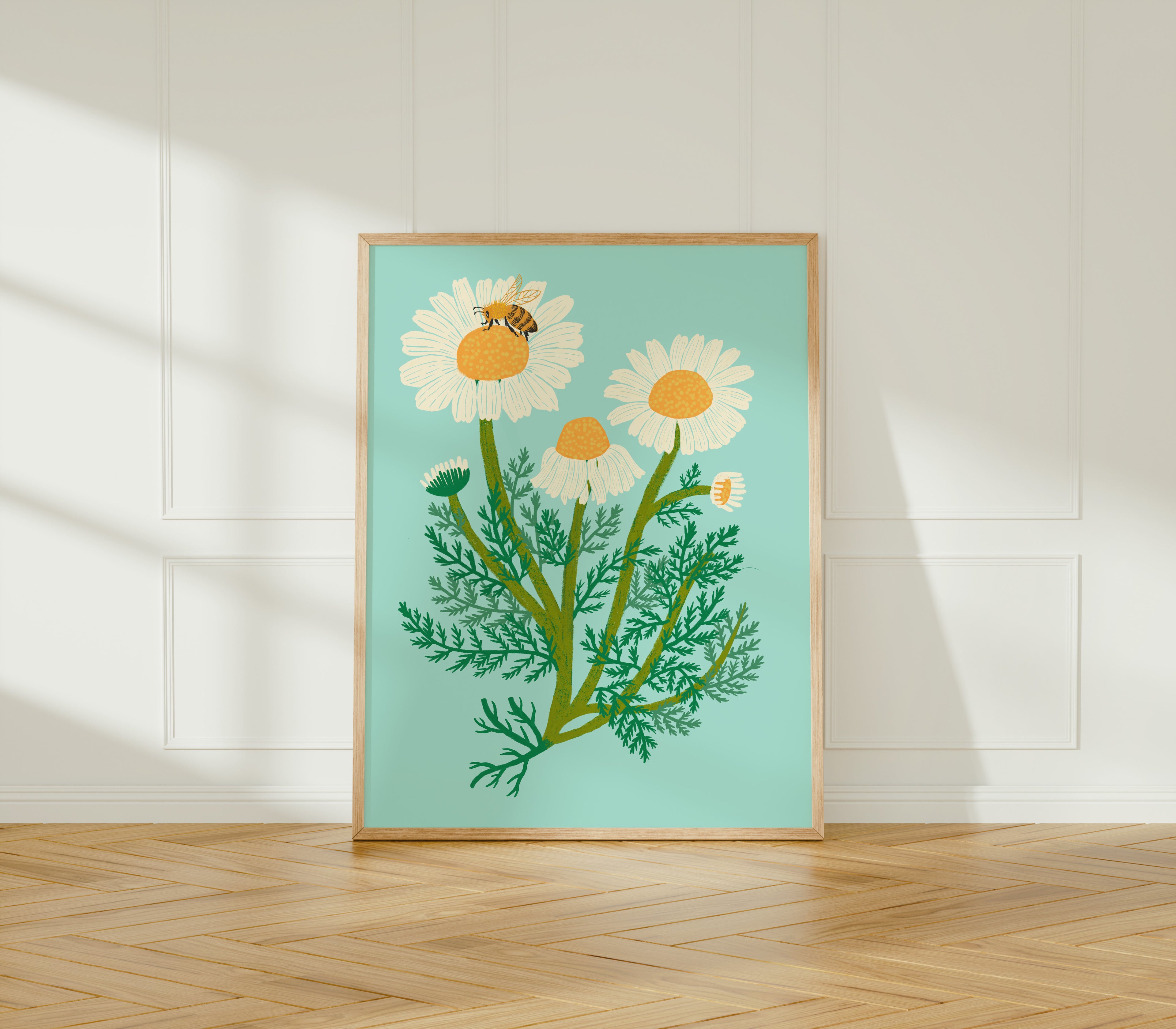 Daisy & Bee Botanical Art Print