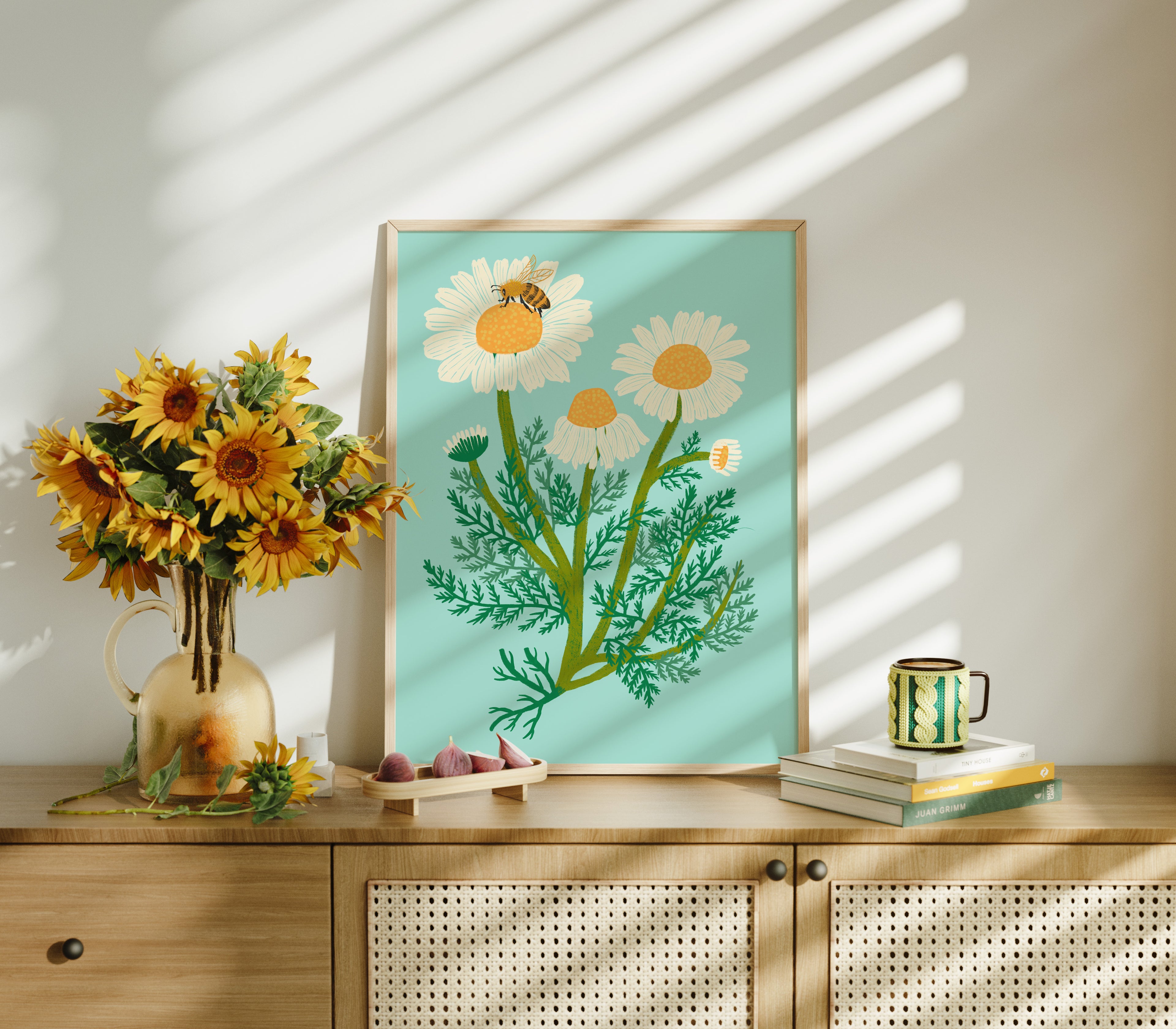 Daisy & Bee Botanical Art Print
