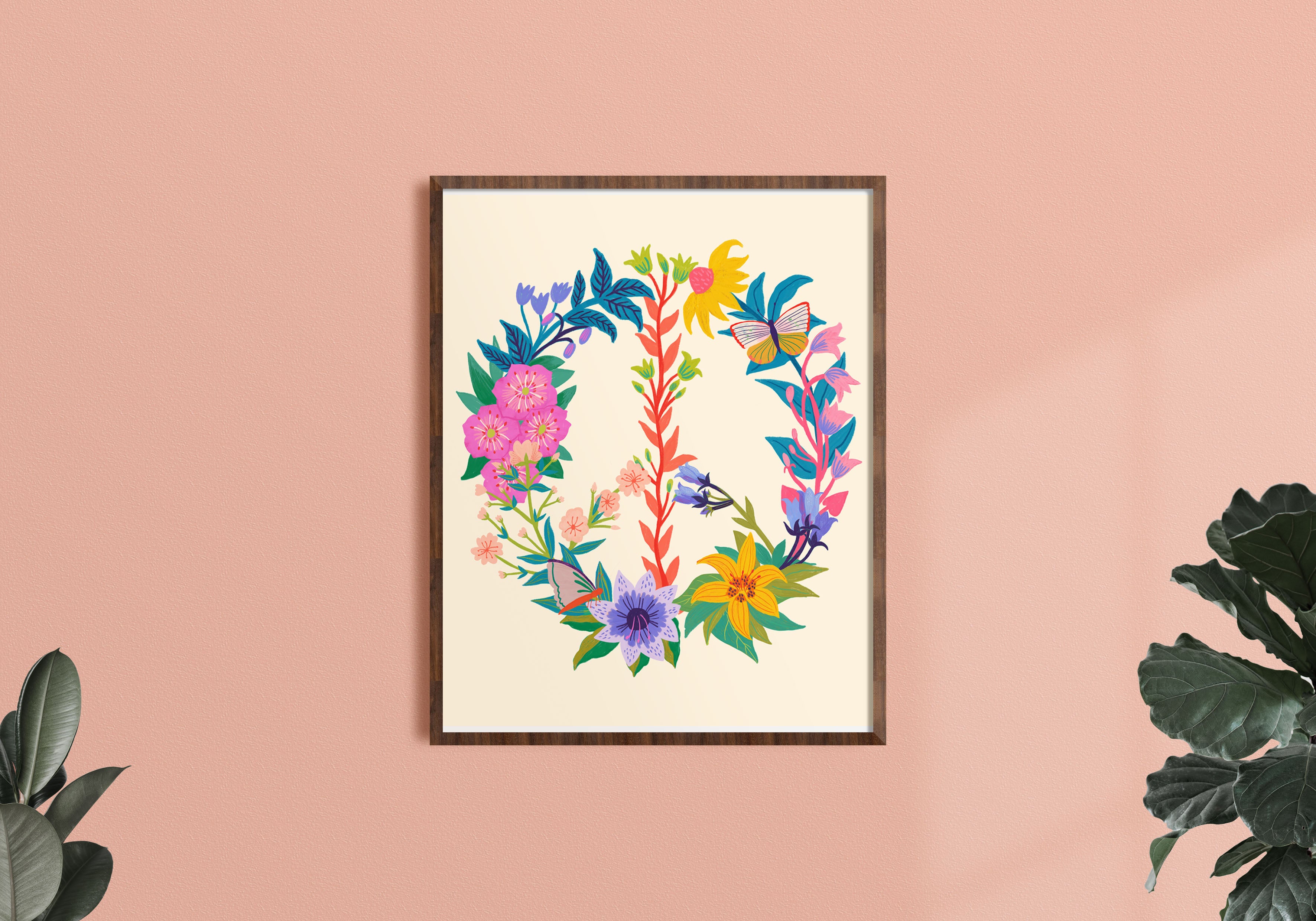 Floral Peace Sign - Art Print