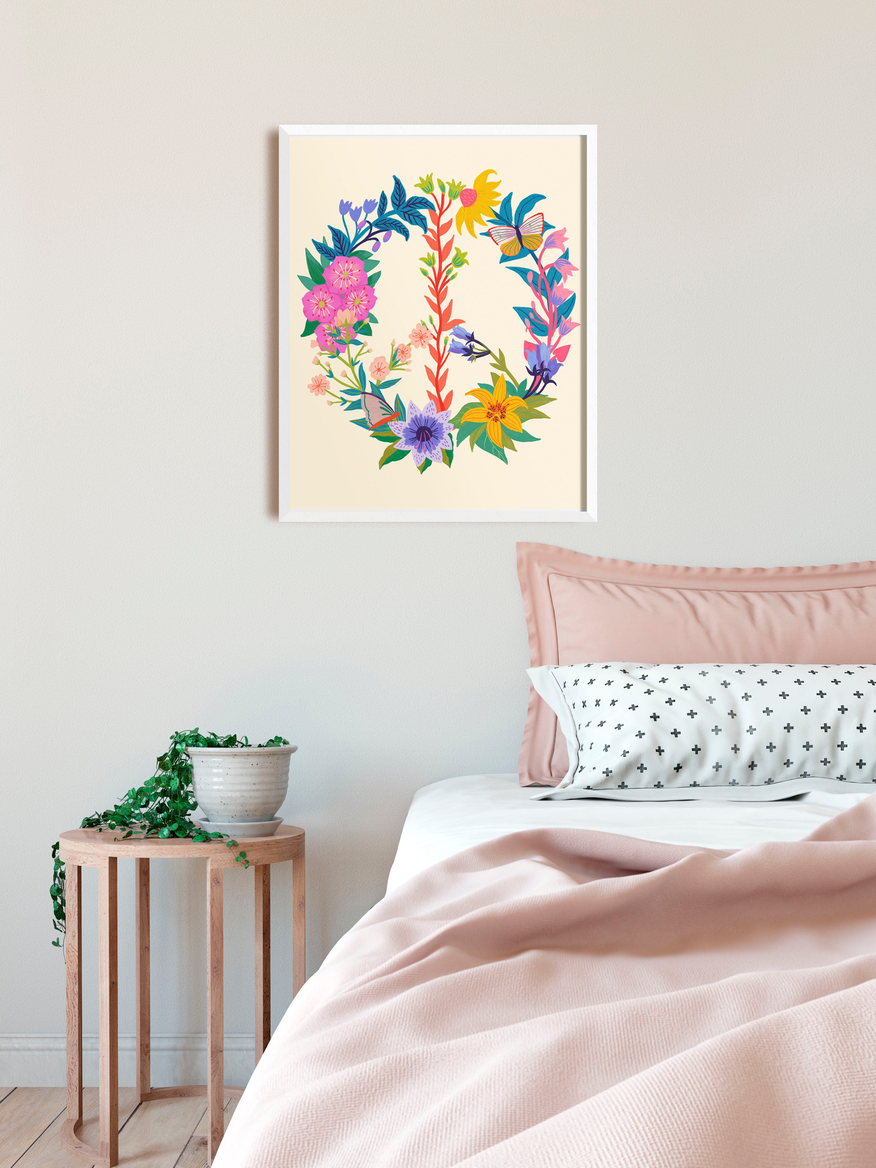 Floral Peace Sign - Art Print