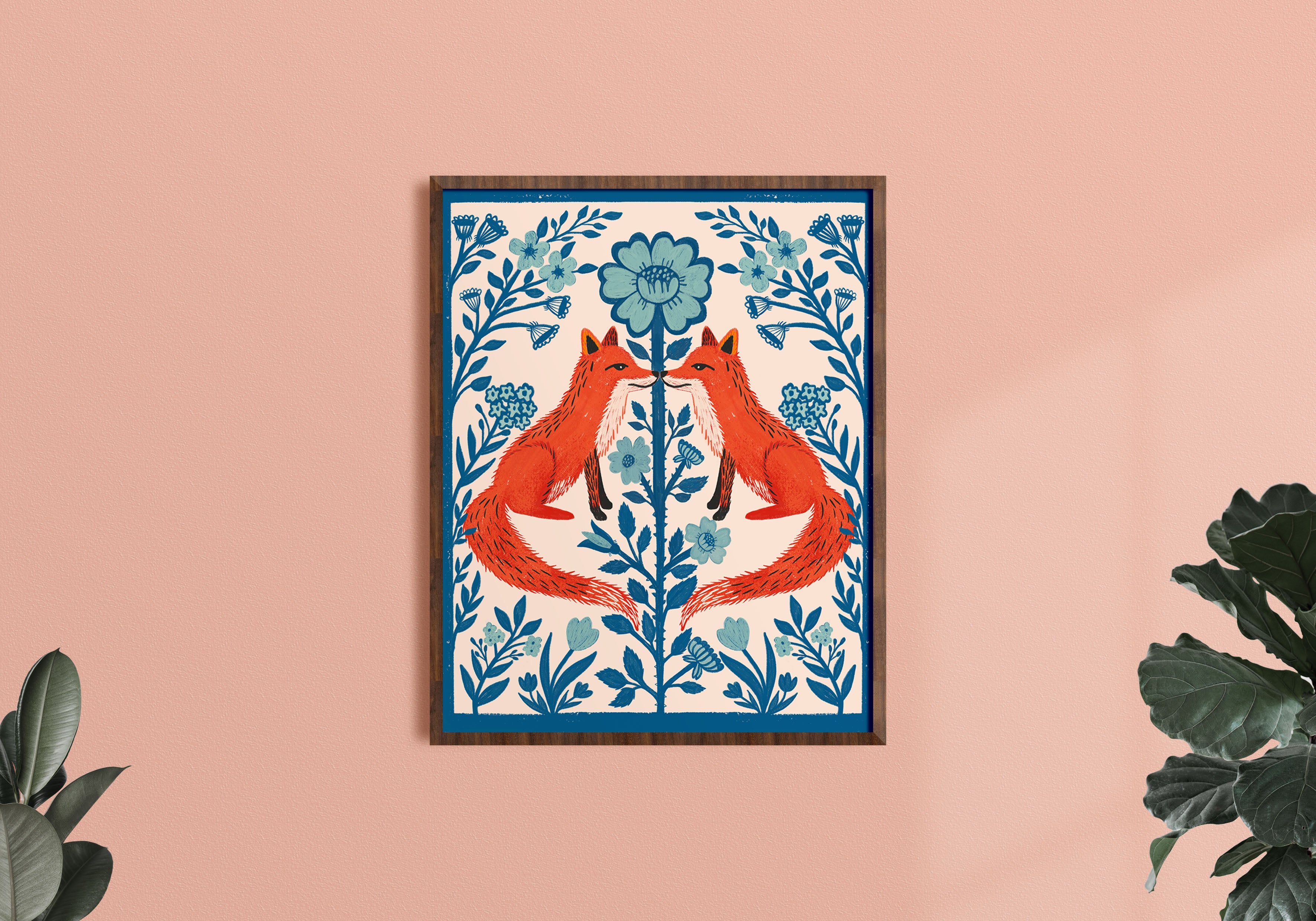 Floral Folk Fox - Art Print