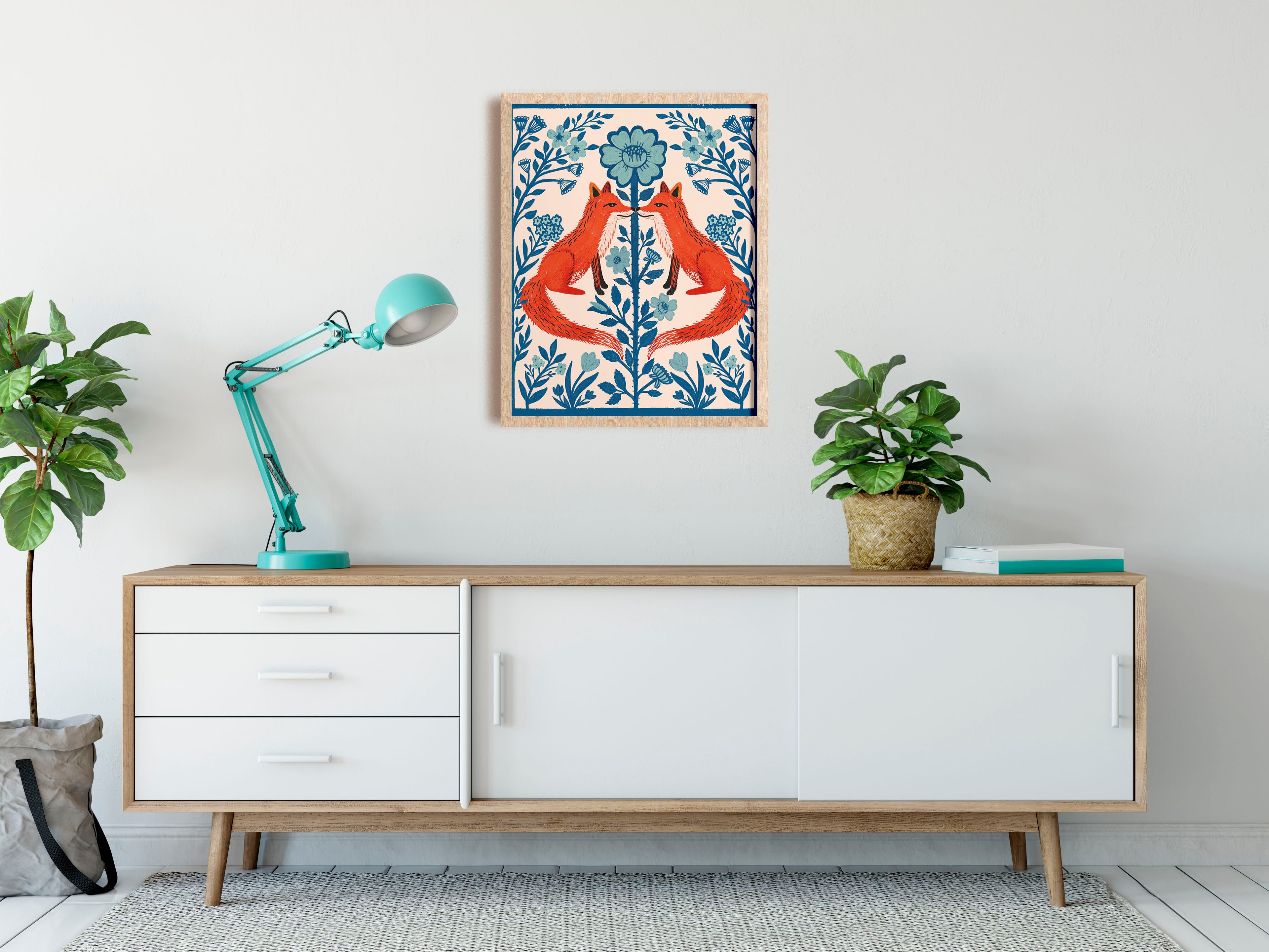 Floral Folk Fox - Art Print