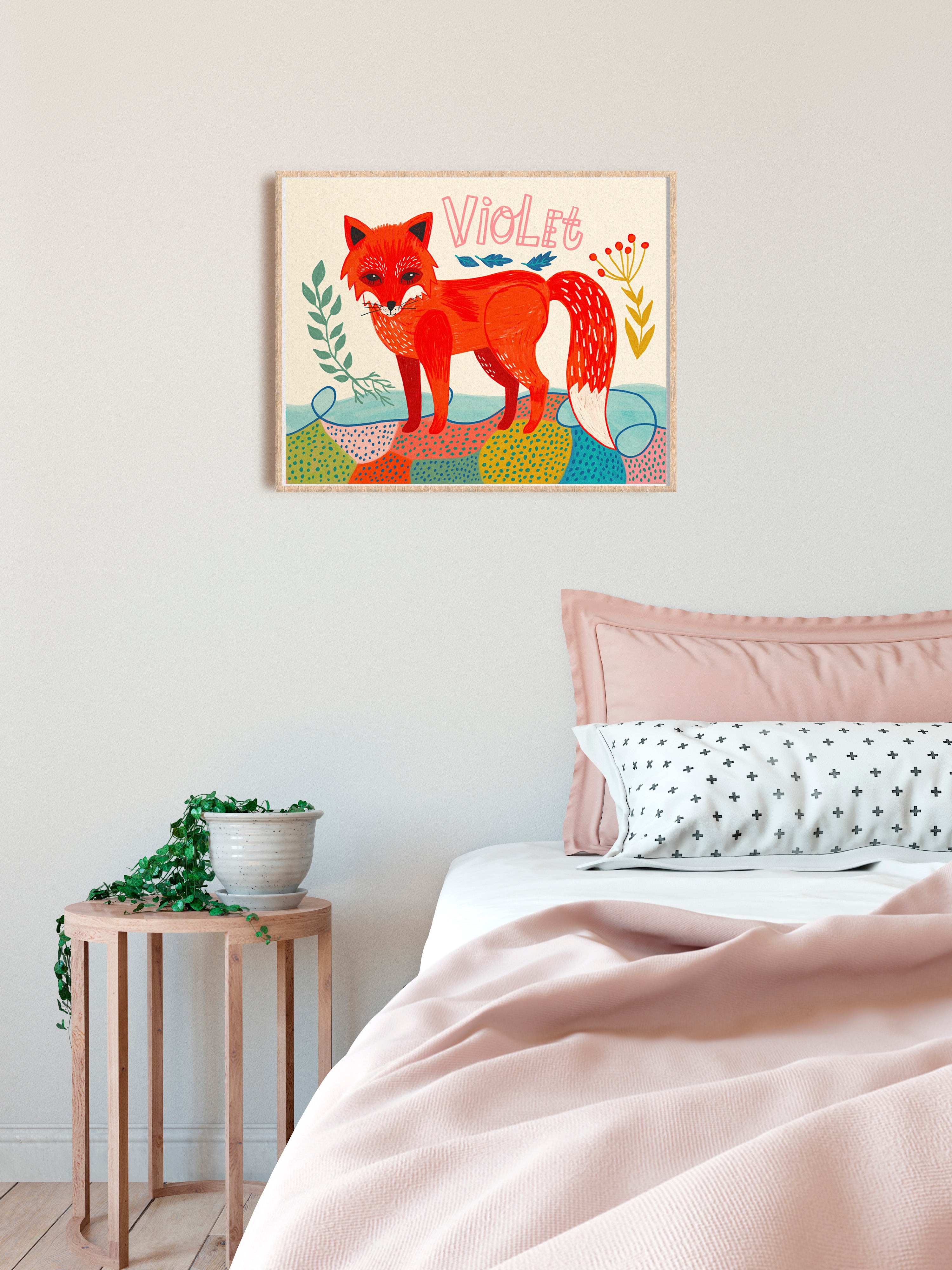 Personalized Kids Name Wall Art | Custom Fox Print