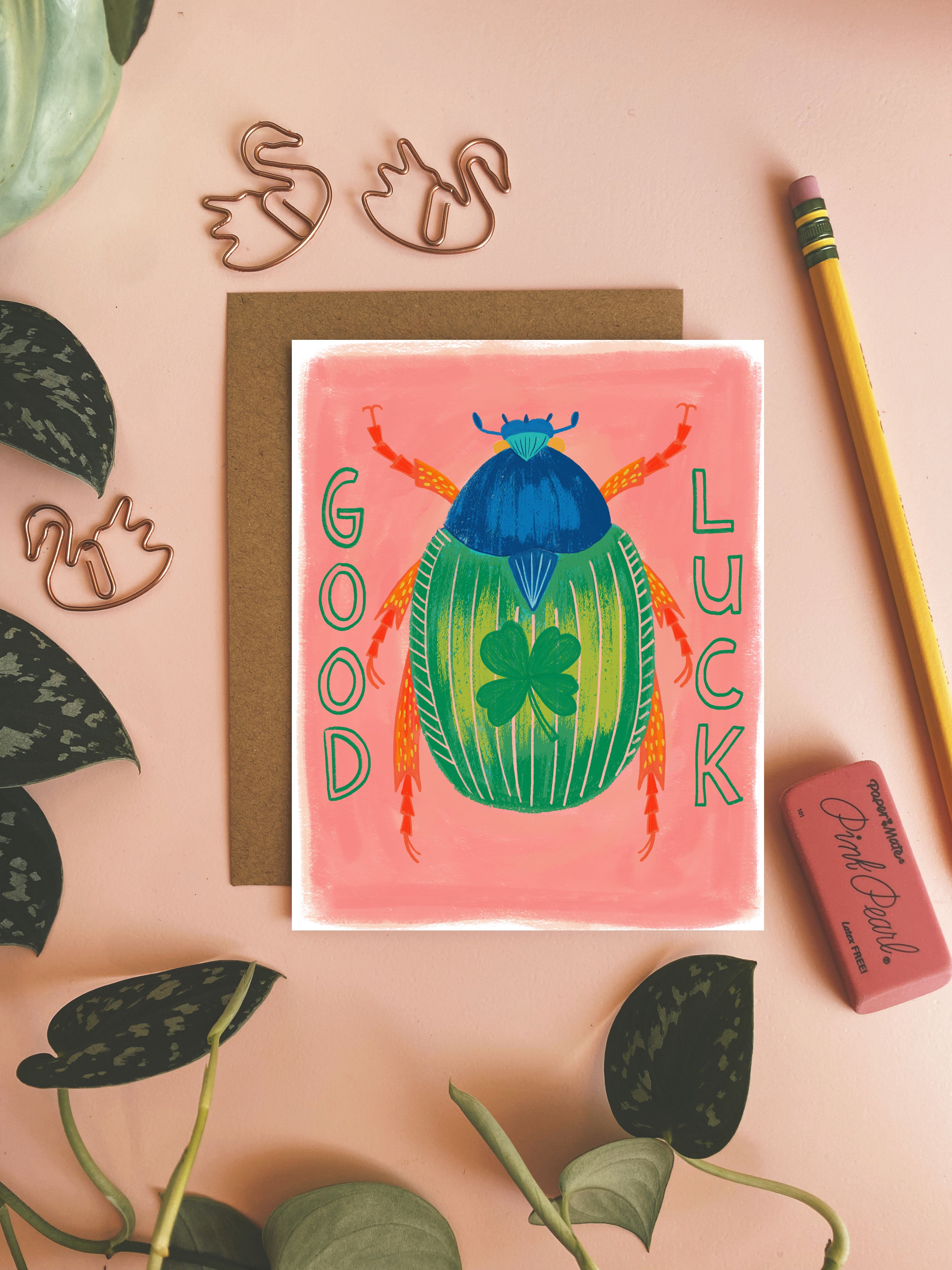 Good Luck Beetle Greeting Card