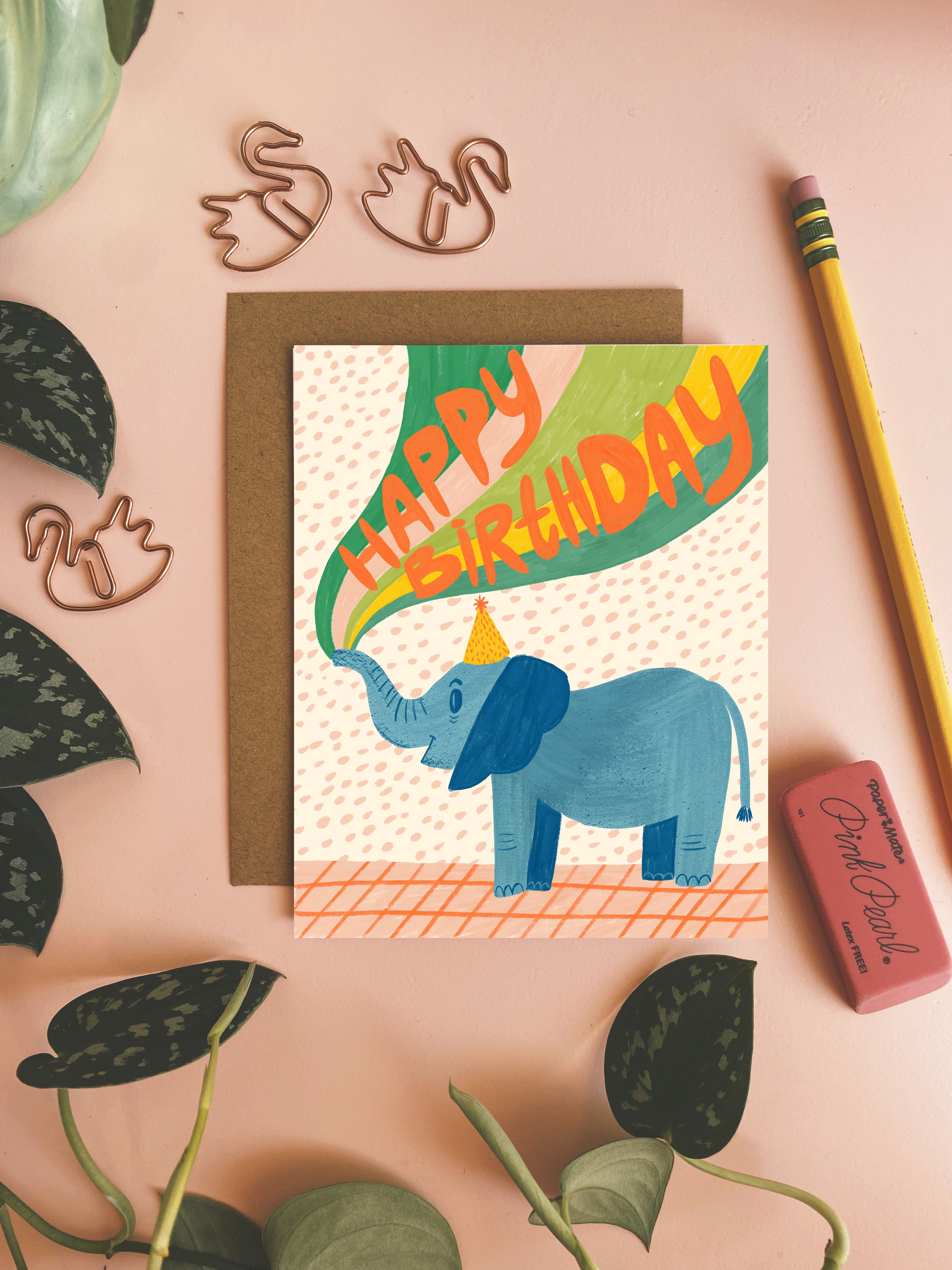 Elephant Happy Birthday Card
