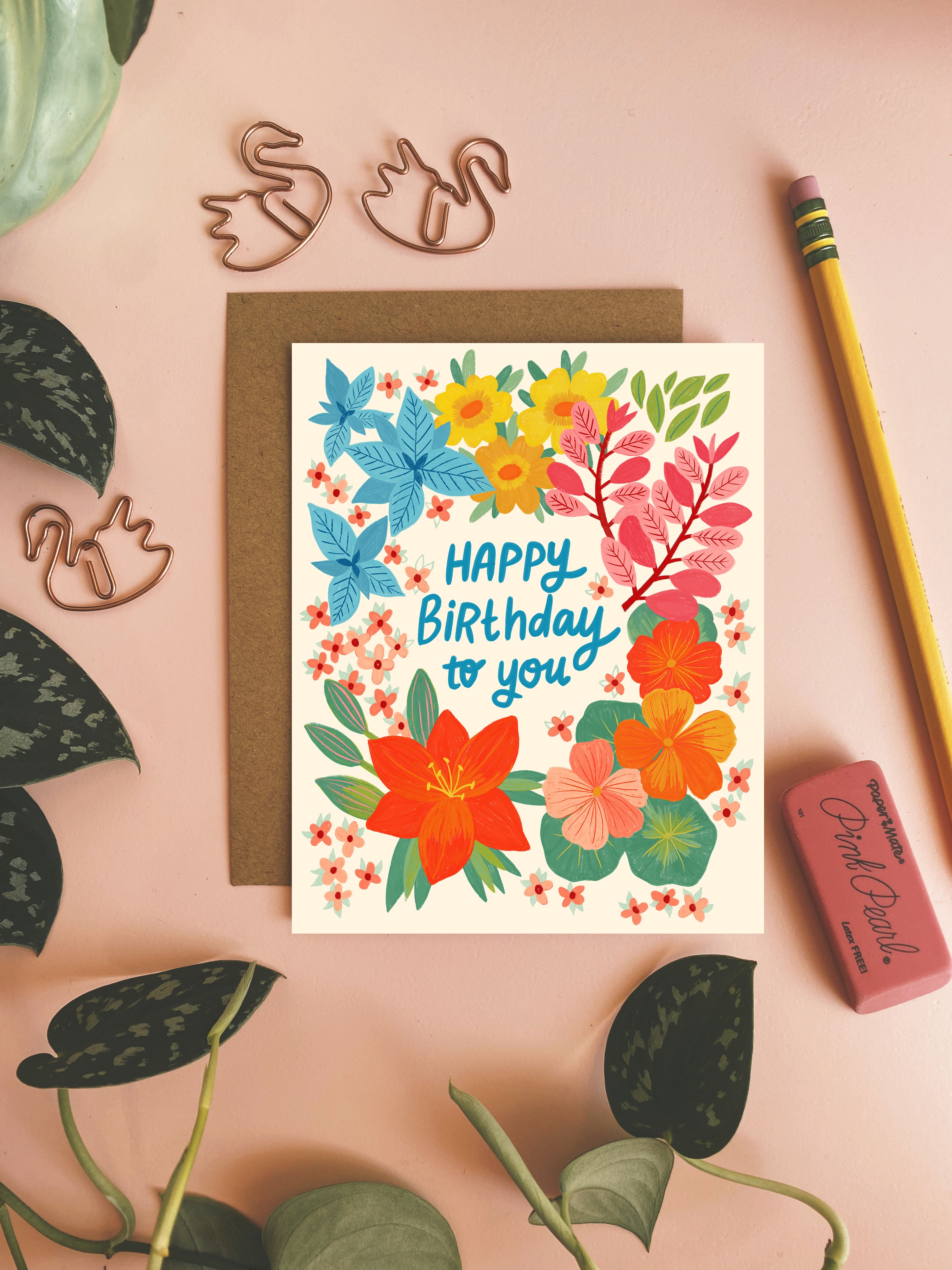 Happy Birthday Flower Garden Card