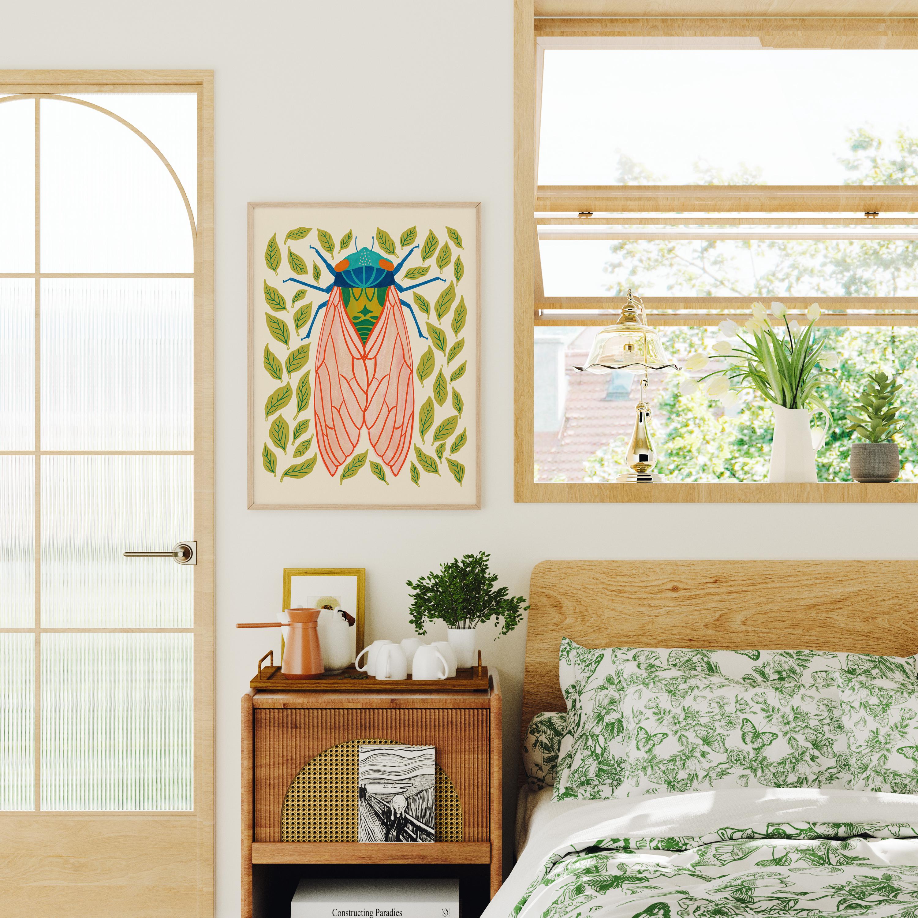 Cicada Nursery Art, Woodland Print, Nature Nursery Decor, Kids Room Wall Art