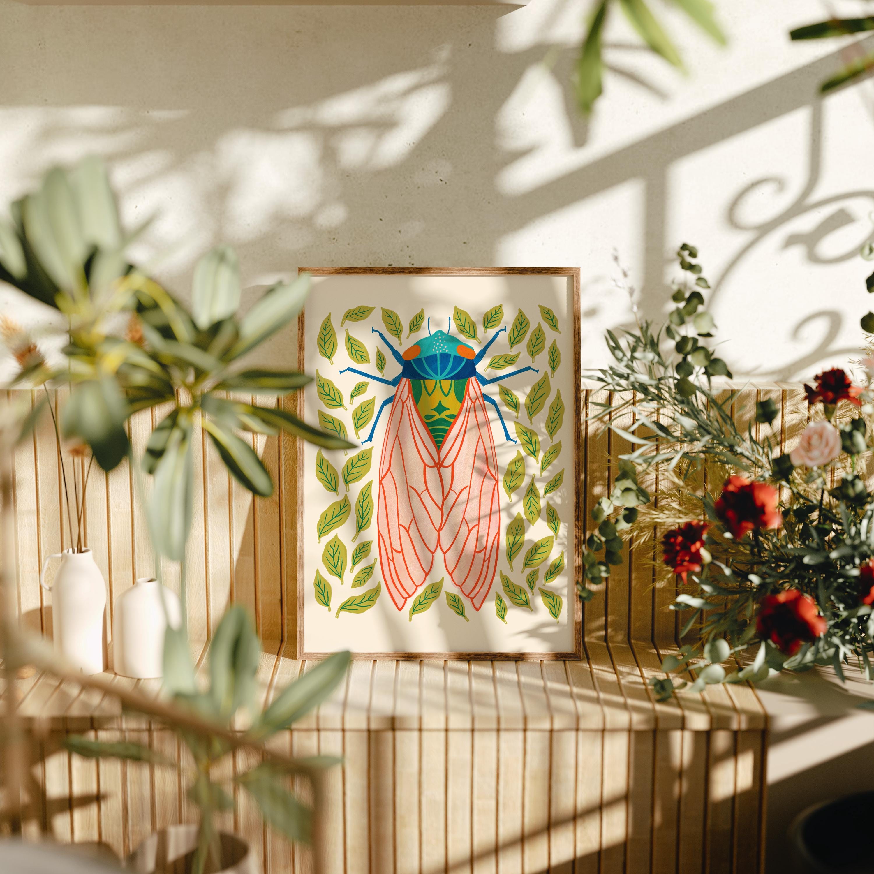 Cicada Nursery Art, Woodland Print, Nature Nursery Decor, Kids Room Wall Art