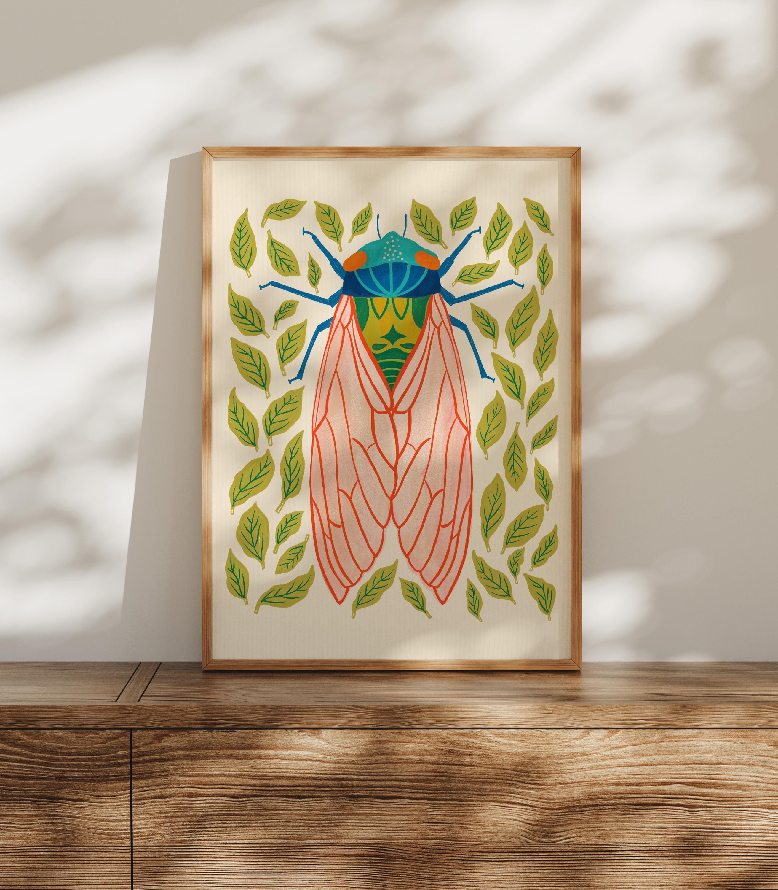 Cicada Nursery Art, Woodland Print, Nature Nursery Decor, Kids Room Wall Art