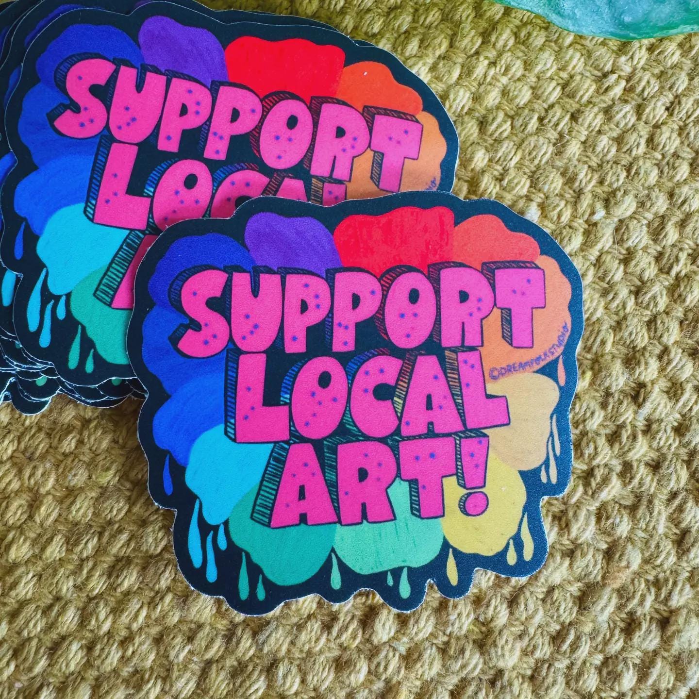 Support Local Art Sticker, Colorful Typography Vinyl Decal