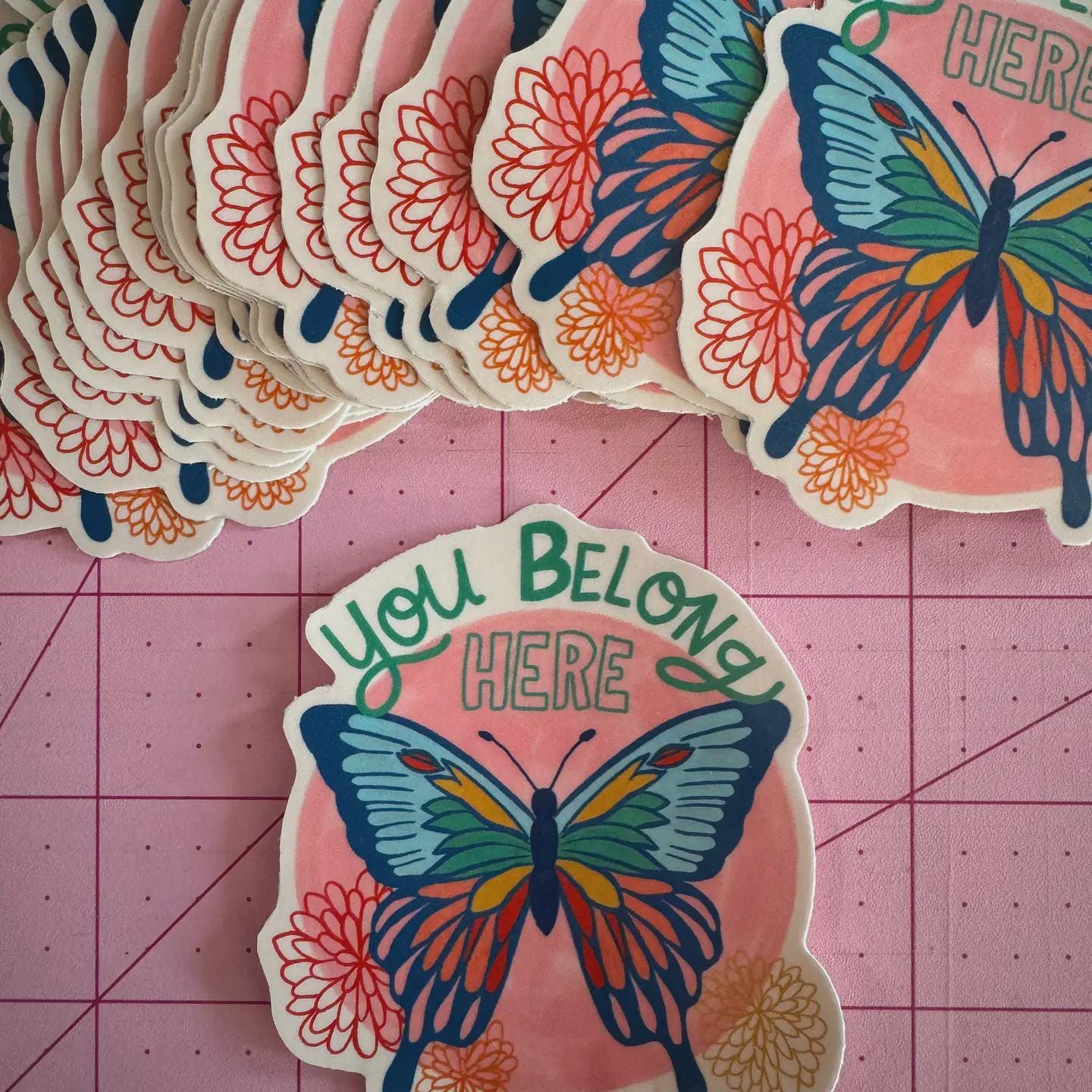 You Belong Here Sticker, Butterfly Affirmation Vinyl Decal, Encouragement Gift