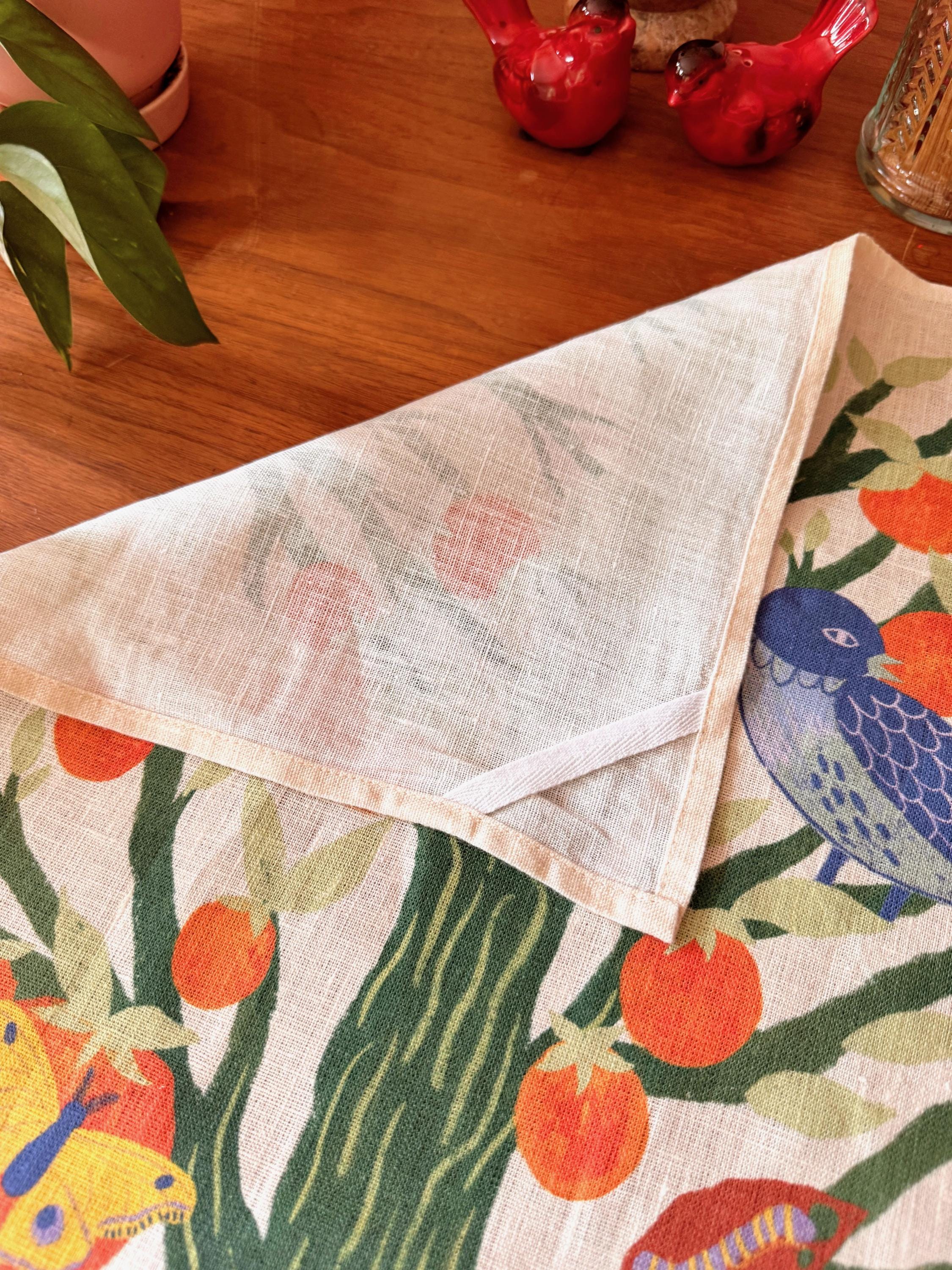 Persimmon Tree Linen Tea Towel, Botanical Kitchen Cloth, Woodland Nature Gift