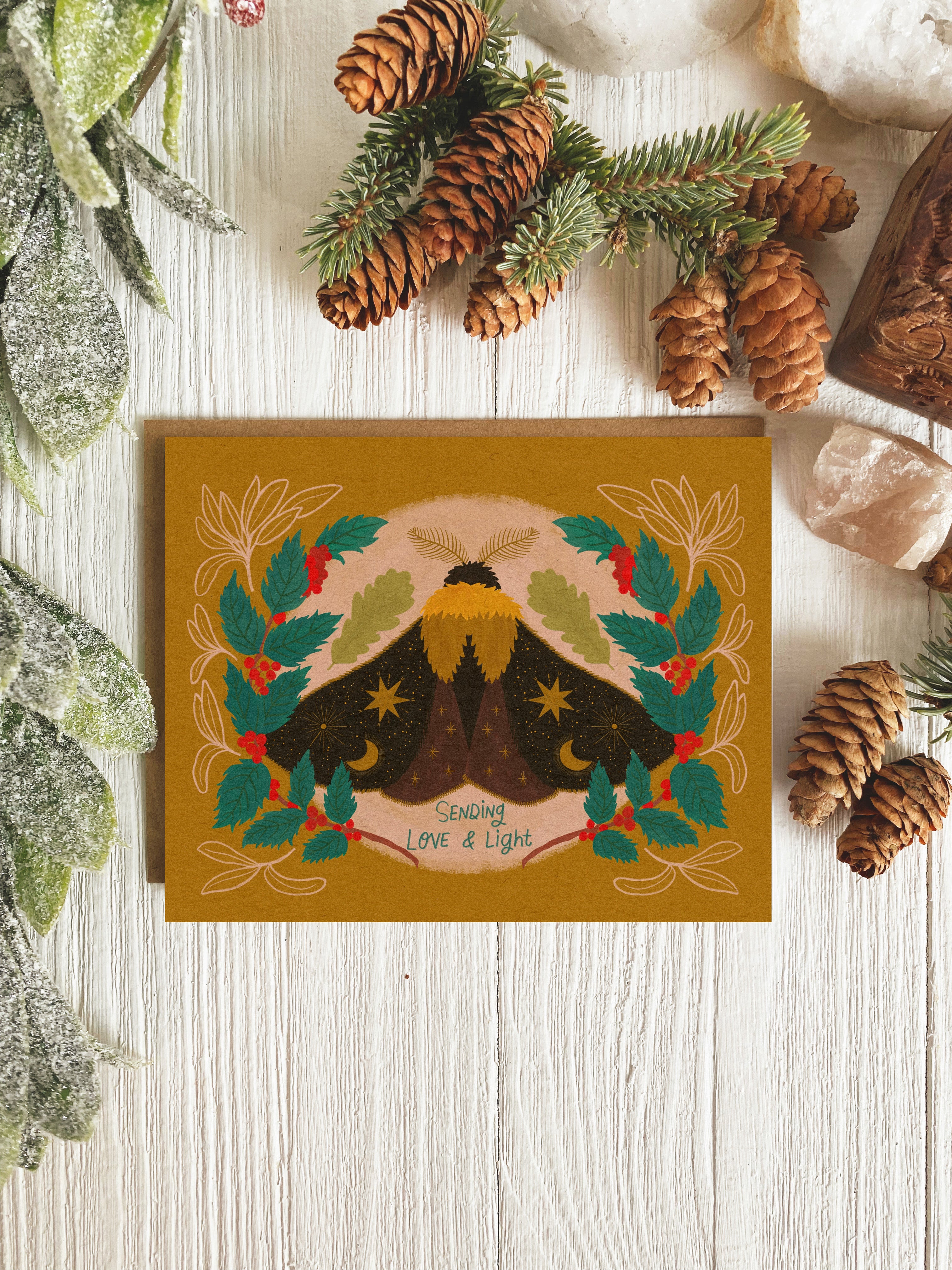 Celestial Moth Yule Card | Single Card or Set