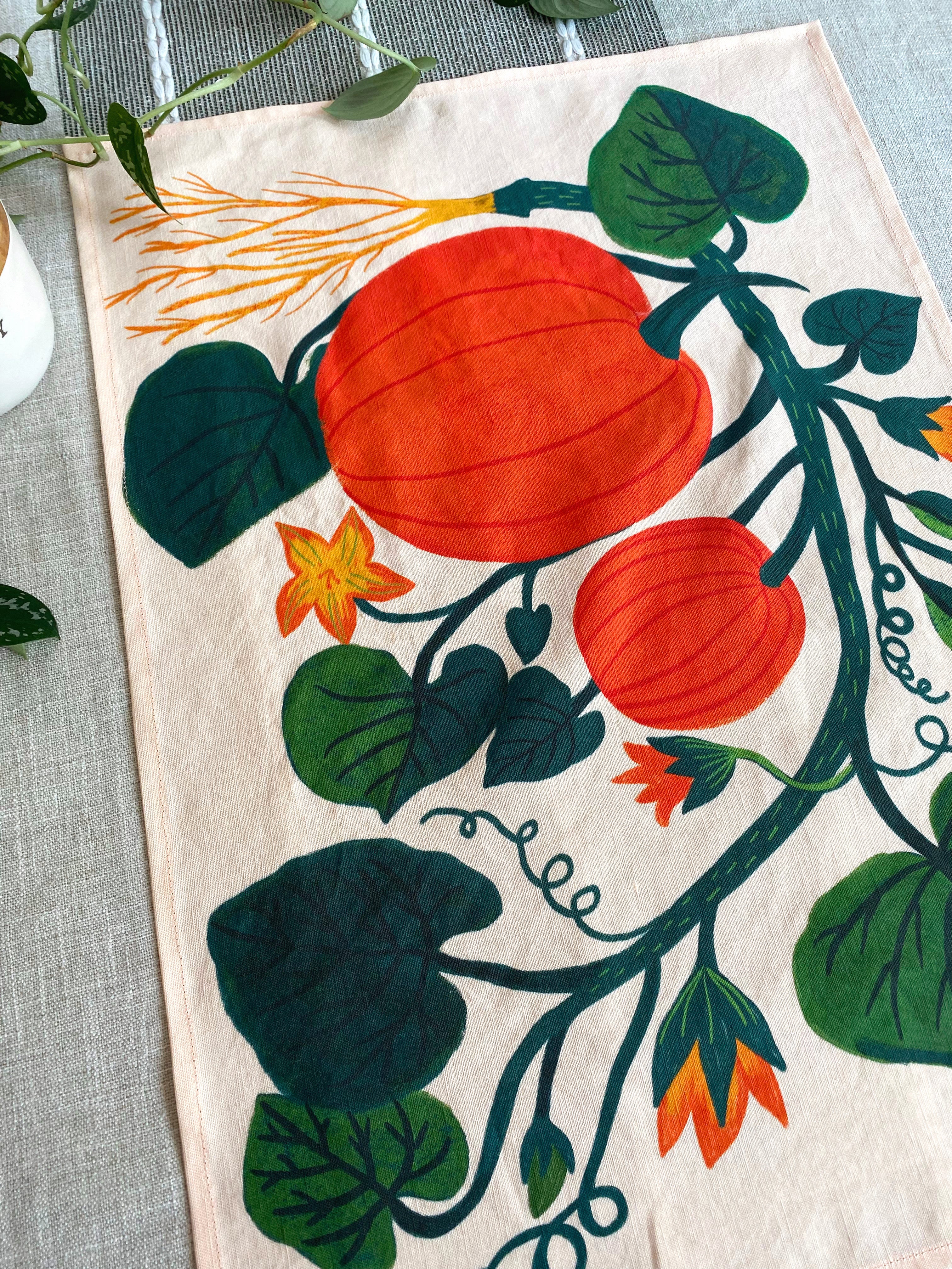 Pumpkin Garden Tea Towel
