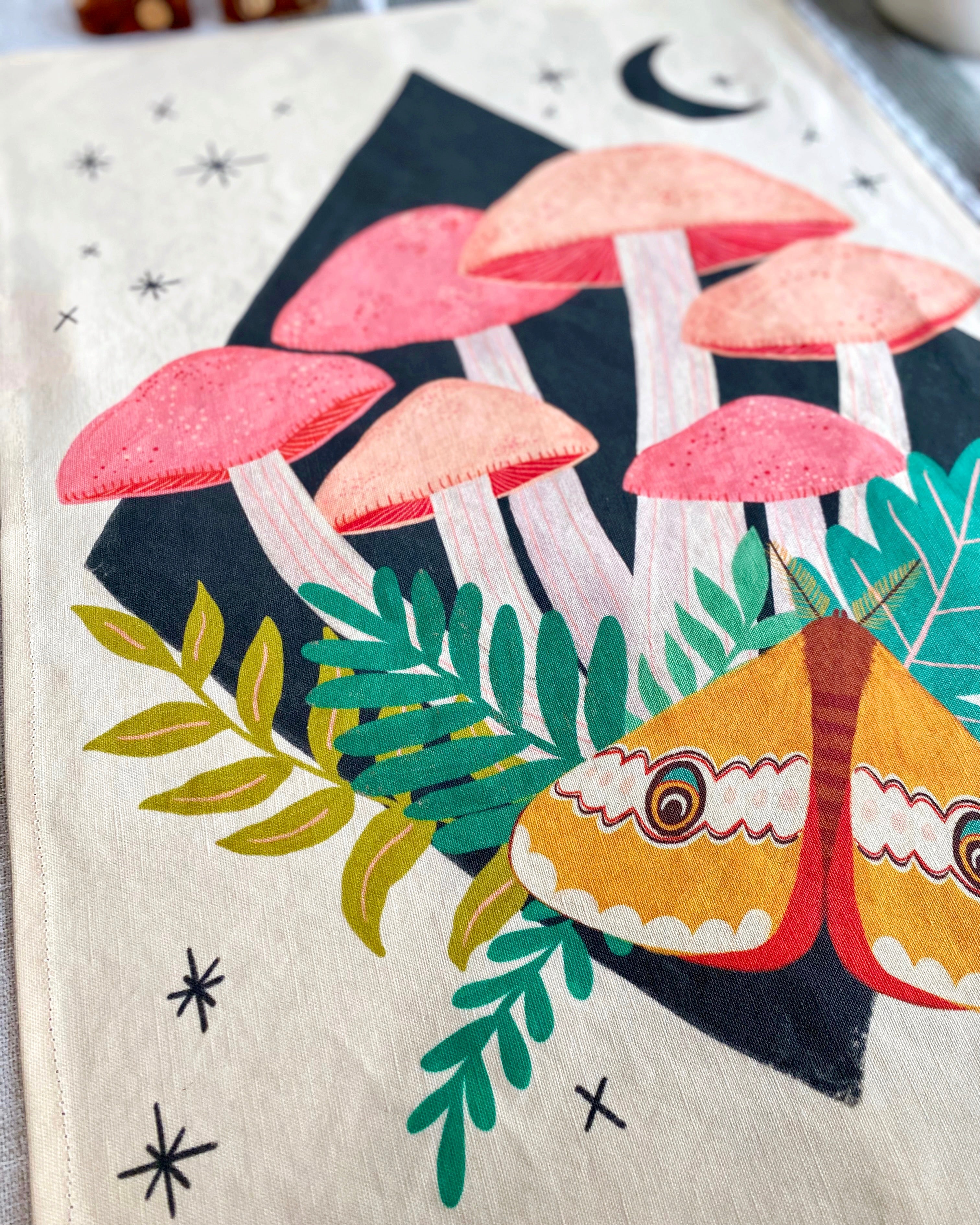 Midnight Mushrooms Tea Towel