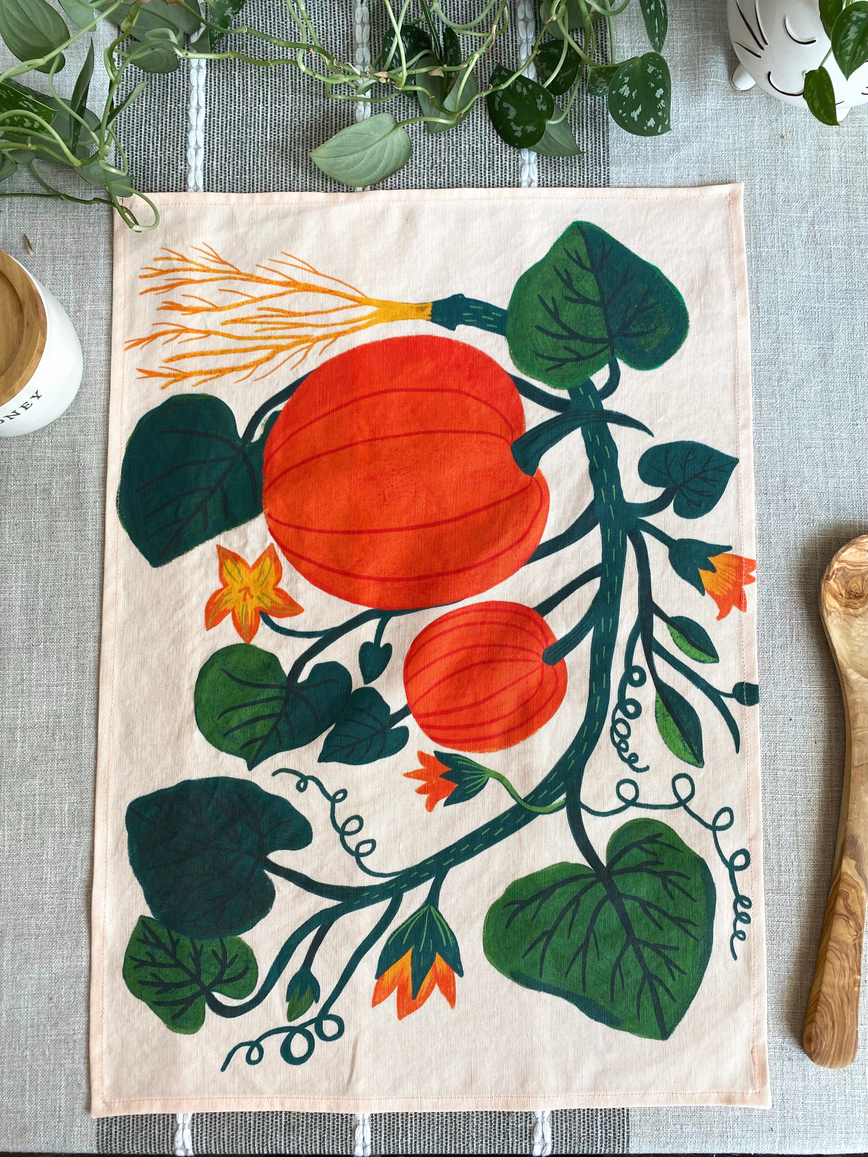 Pumpkin Garden Tea Towel
