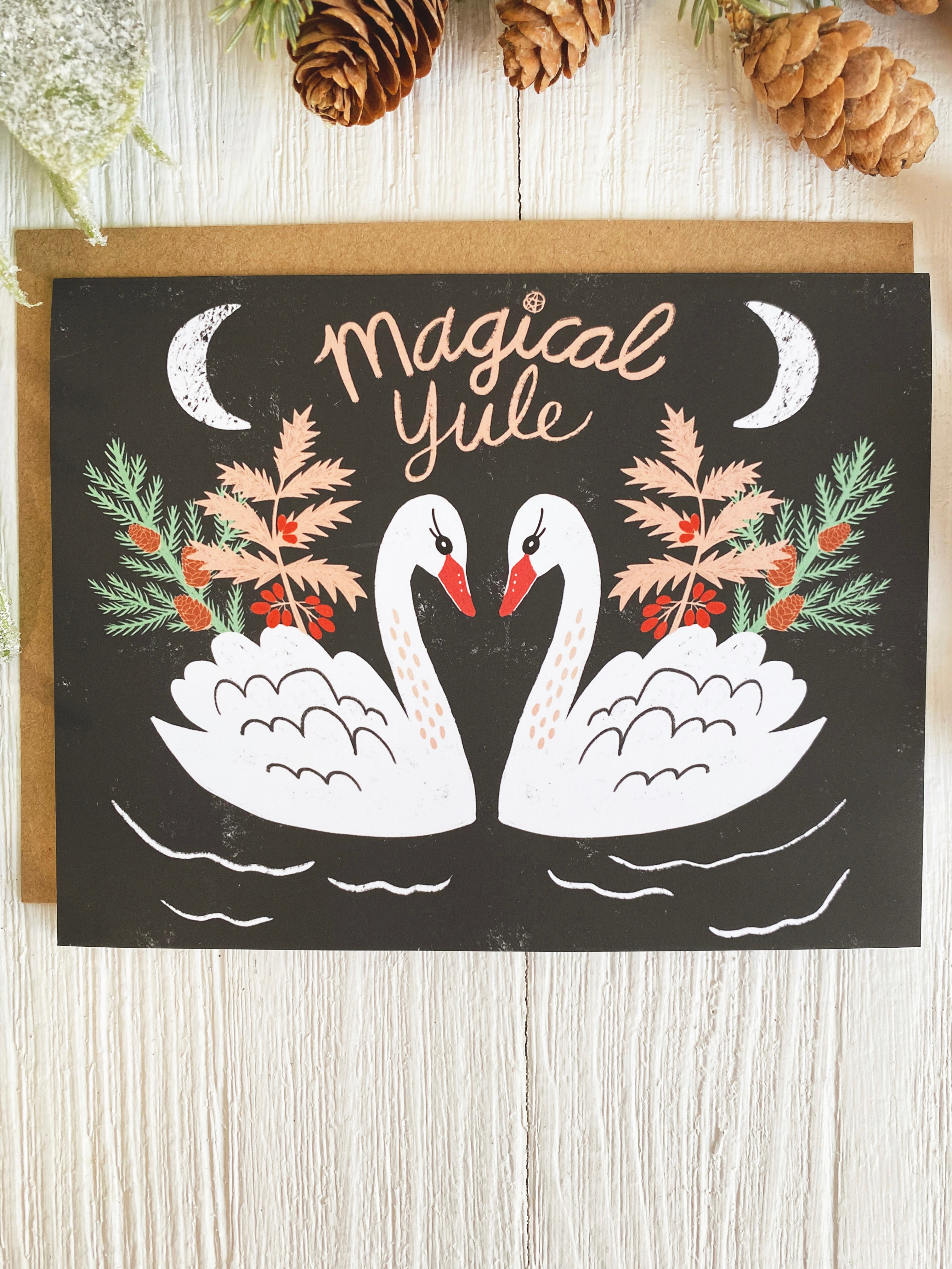 Yule Notecard Set | Magical Yule Swans