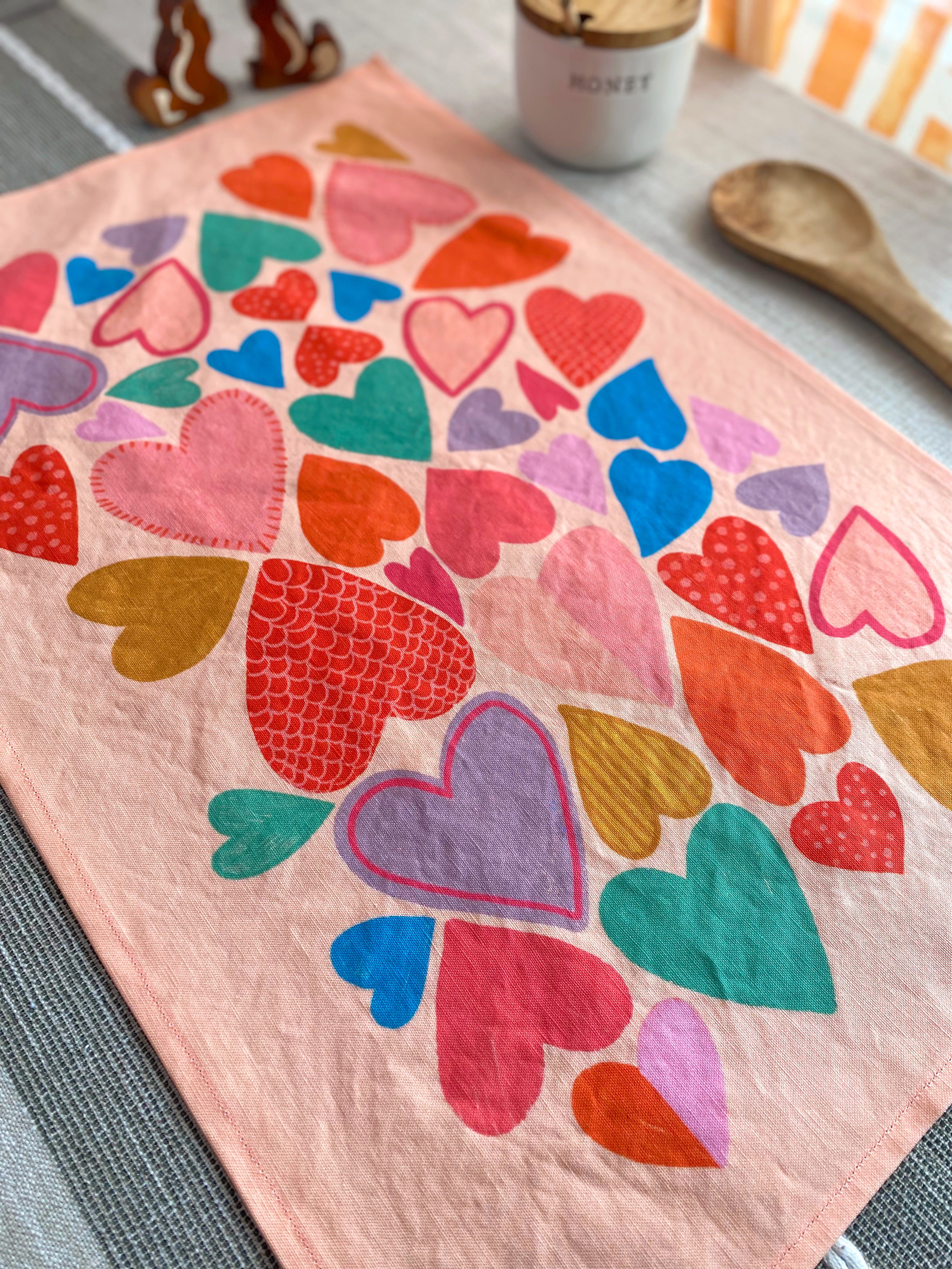 Hearts Tea Towel