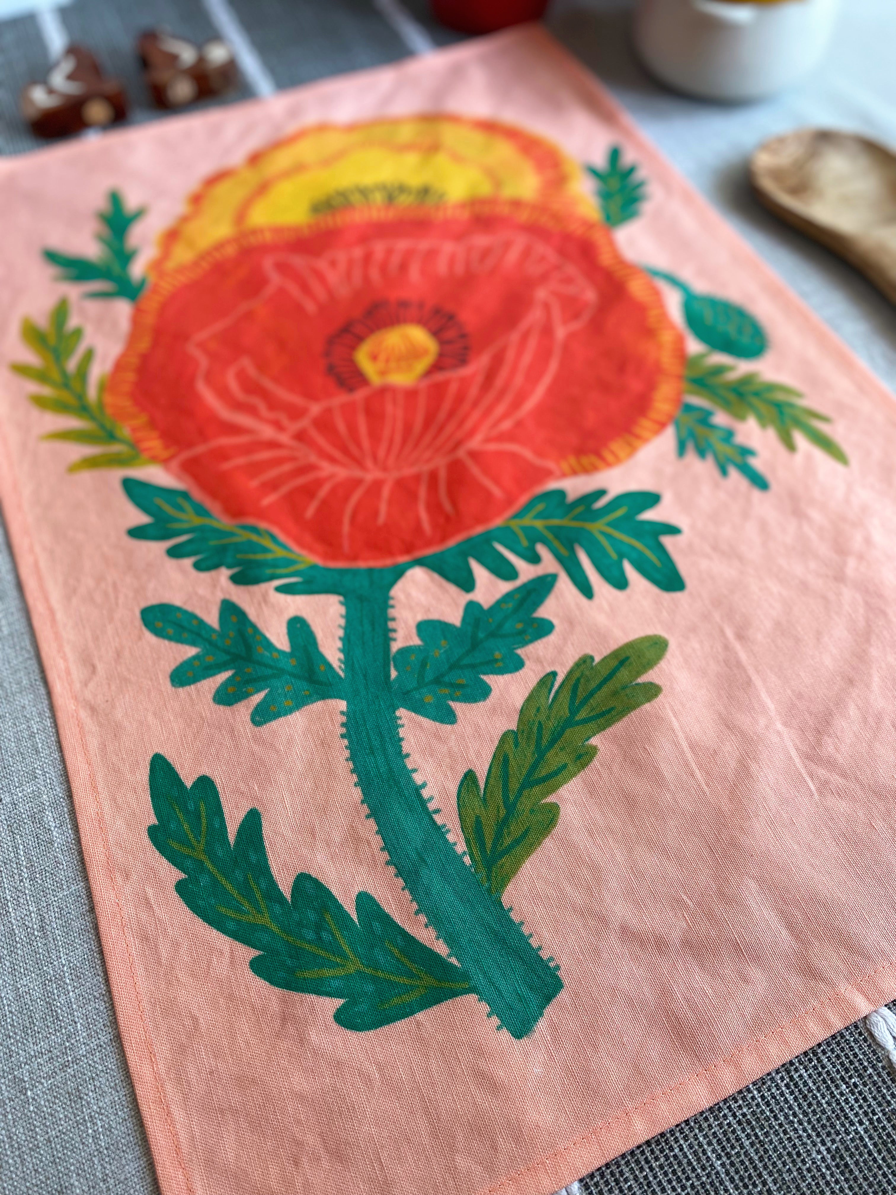Pretty Poppies Tea Towel