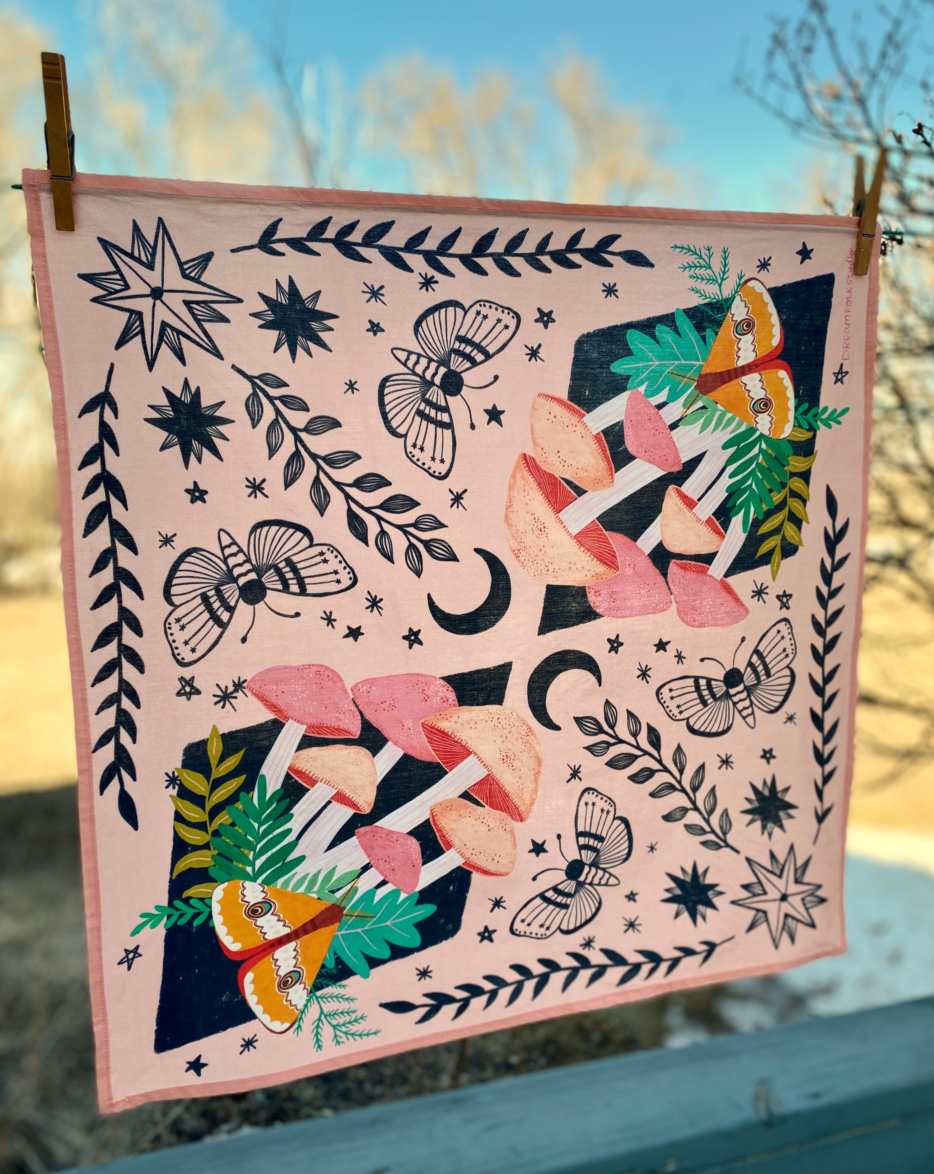 Cosmic Mushrooms Bandana Scarf