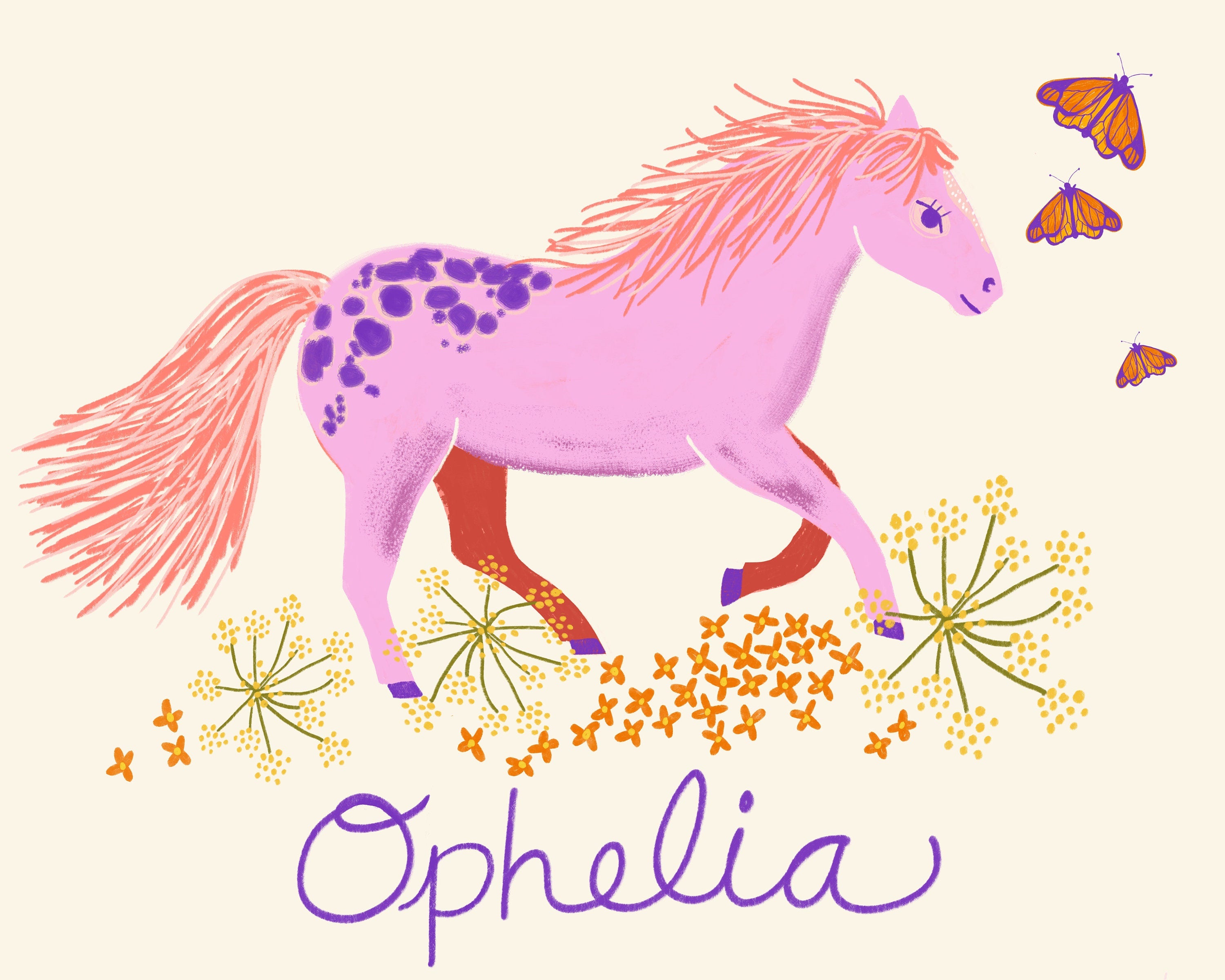 Whimsical Horse - Personalized Art Print