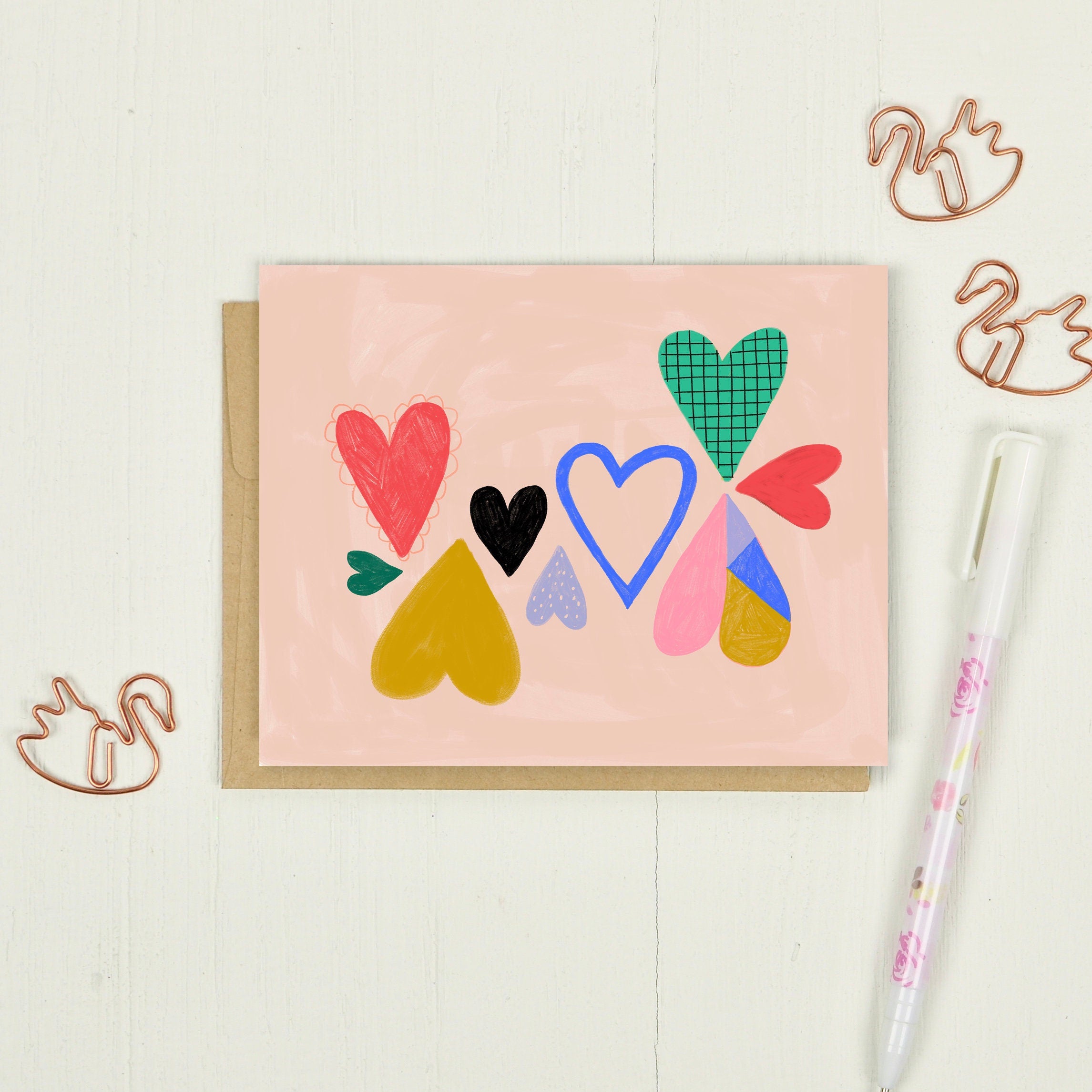 Rainbow Hearts - Notecard