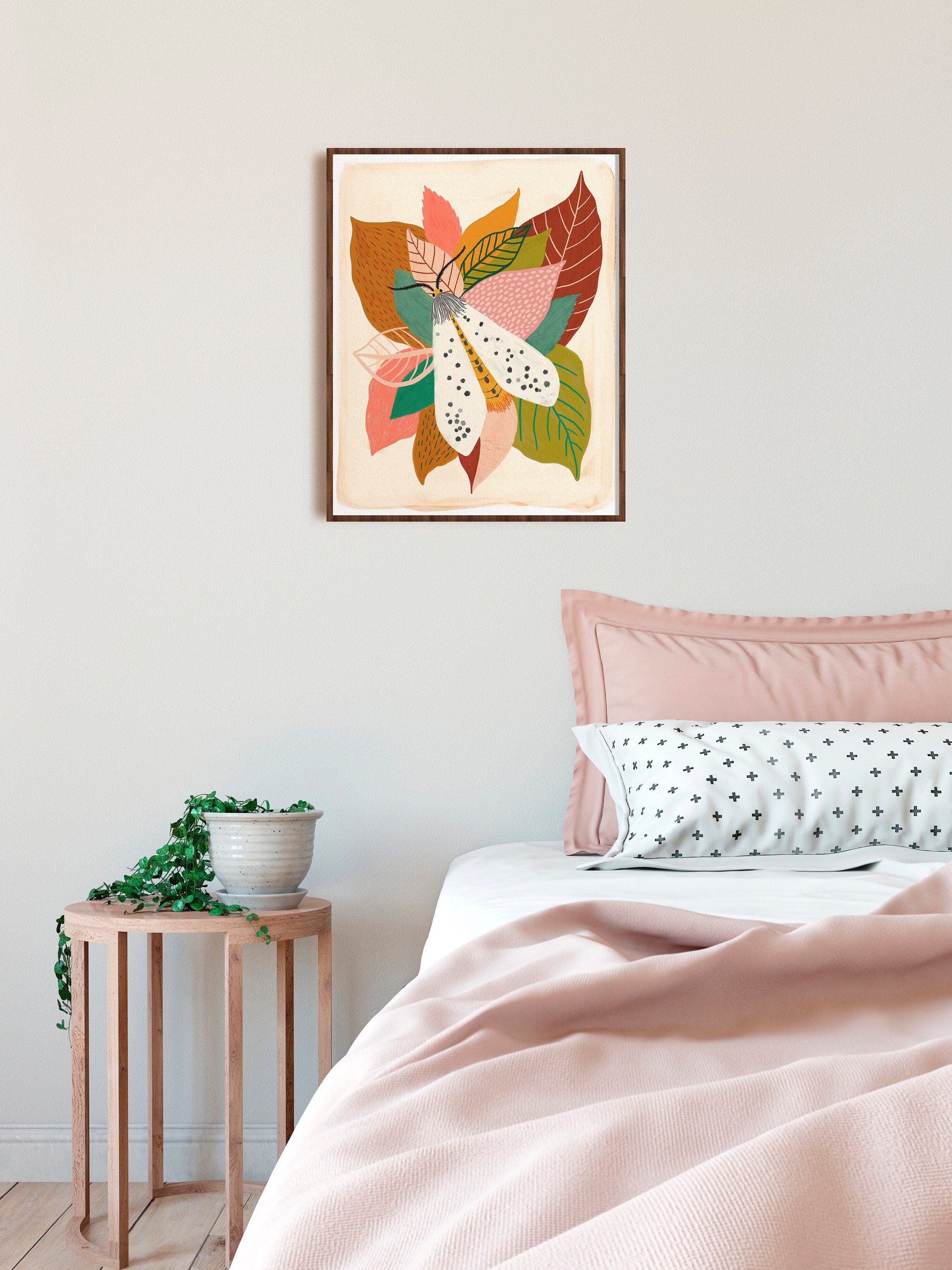 Moth with Leaves - Art Print