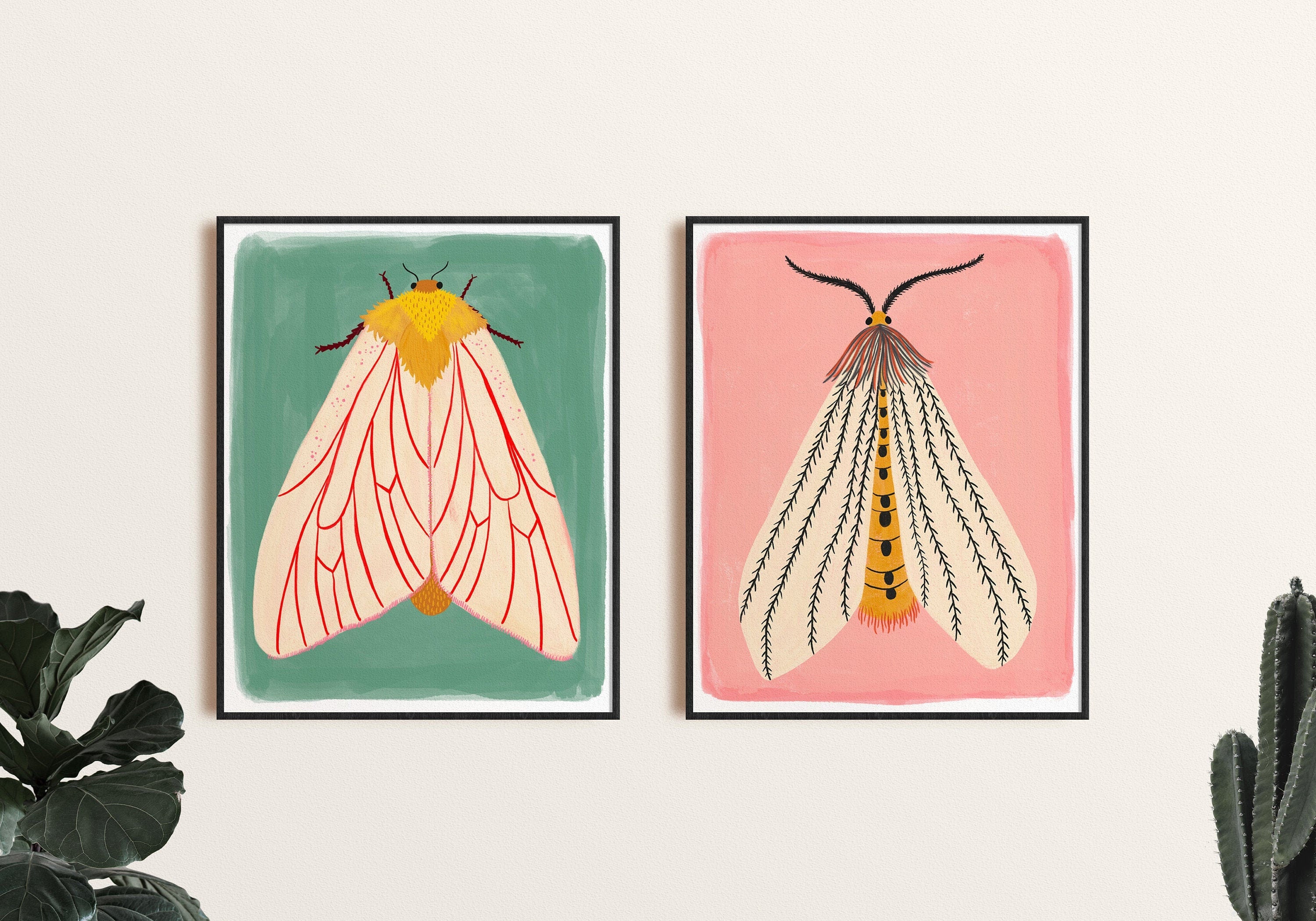 Moth Art Print Set of 2