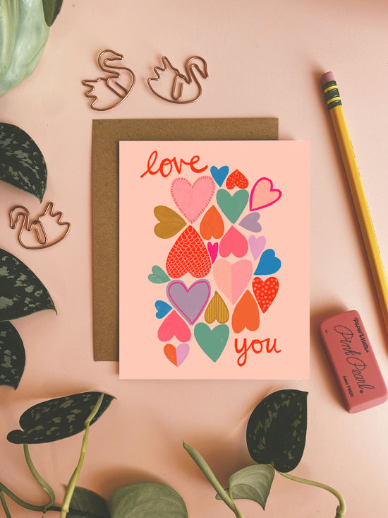 Love You Hearts - Greeting Card