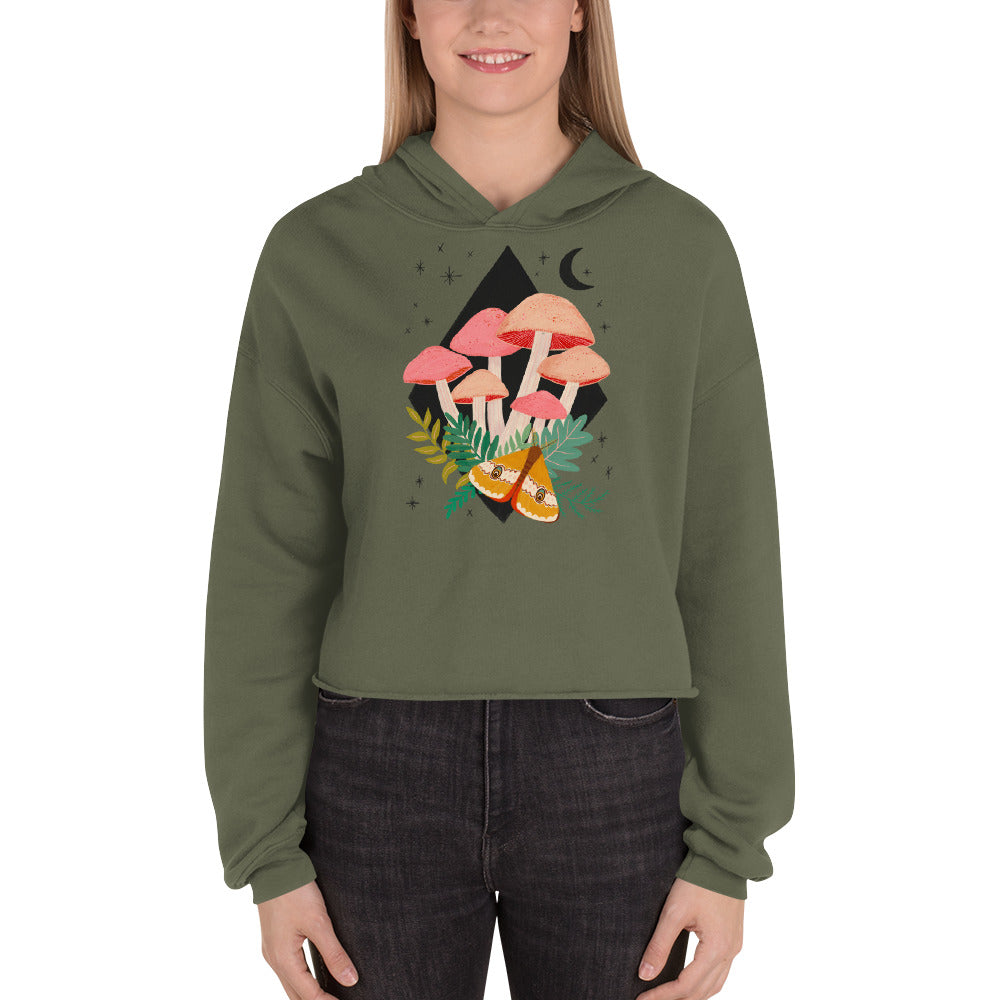 Moon + Mushrooms - Crop Hoodie