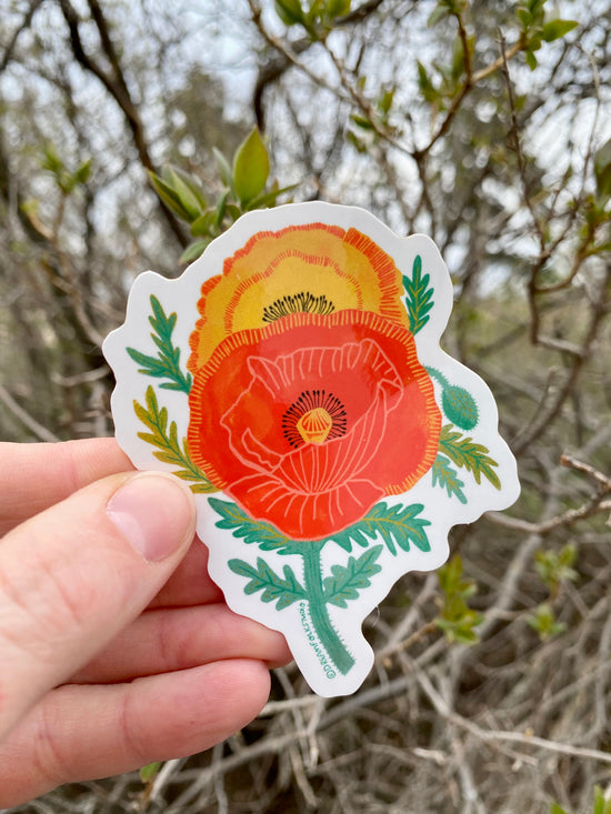 Poppy Flower Sticker