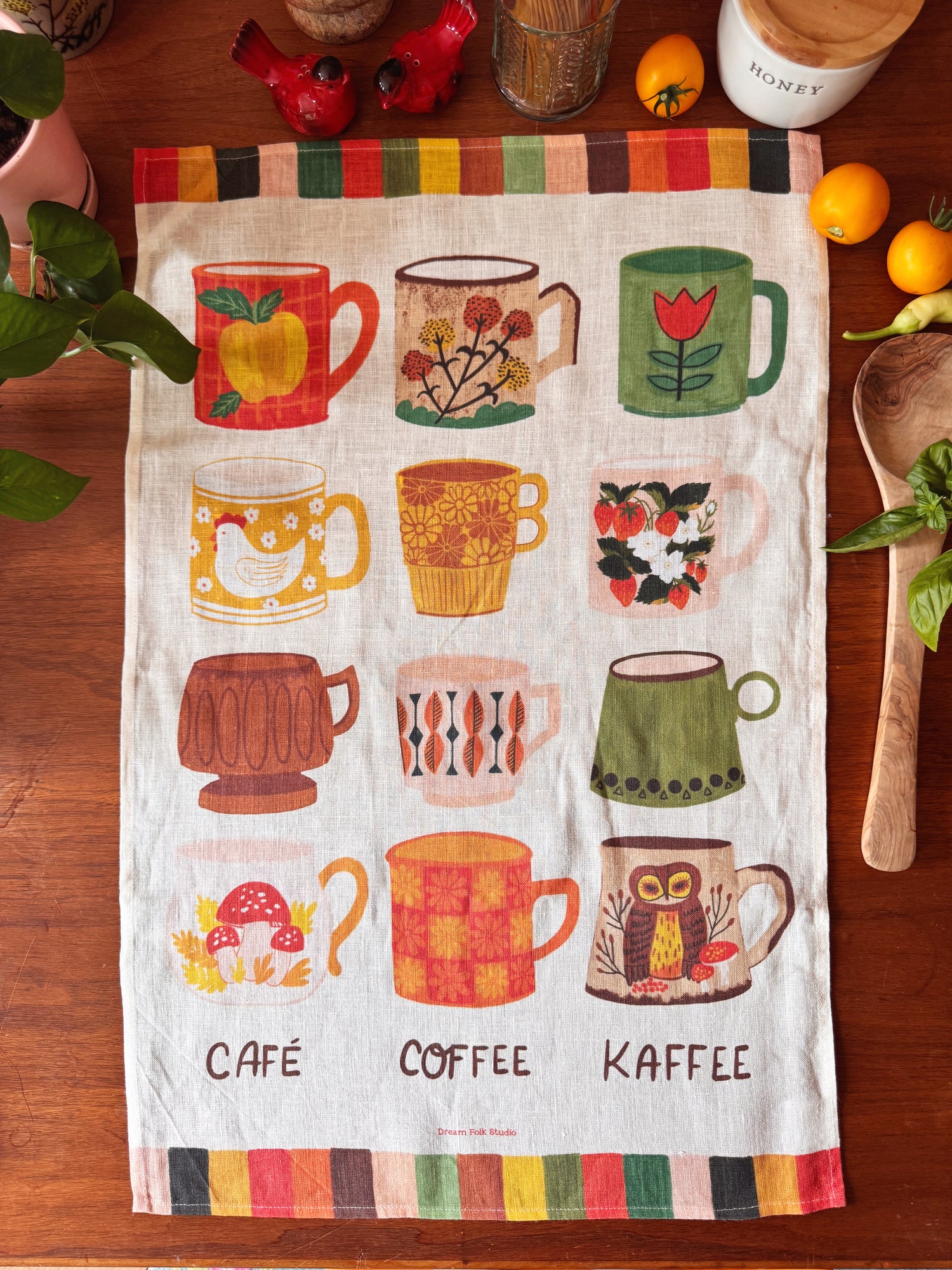 Vintage Coffee Mug 100% Stone Washed European Linen Tea Towel
