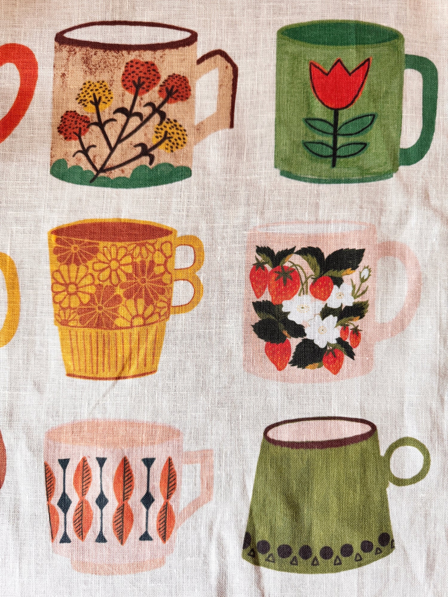 Vintage Coffee Mug 100% Stone Washed European Linen Tea Towel