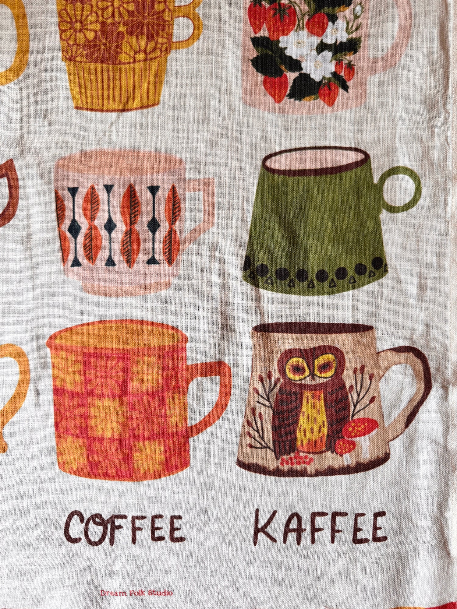 Vintage Coffee Mug 100% Stone Washed European Linen Tea Towel