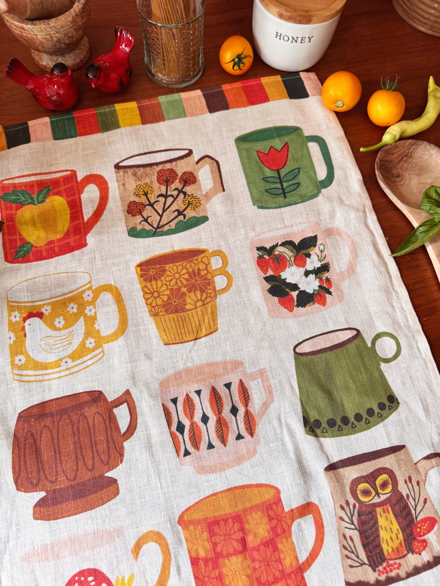 Vintage Coffee Mug 100% Stone Washed European Linen Tea Towel