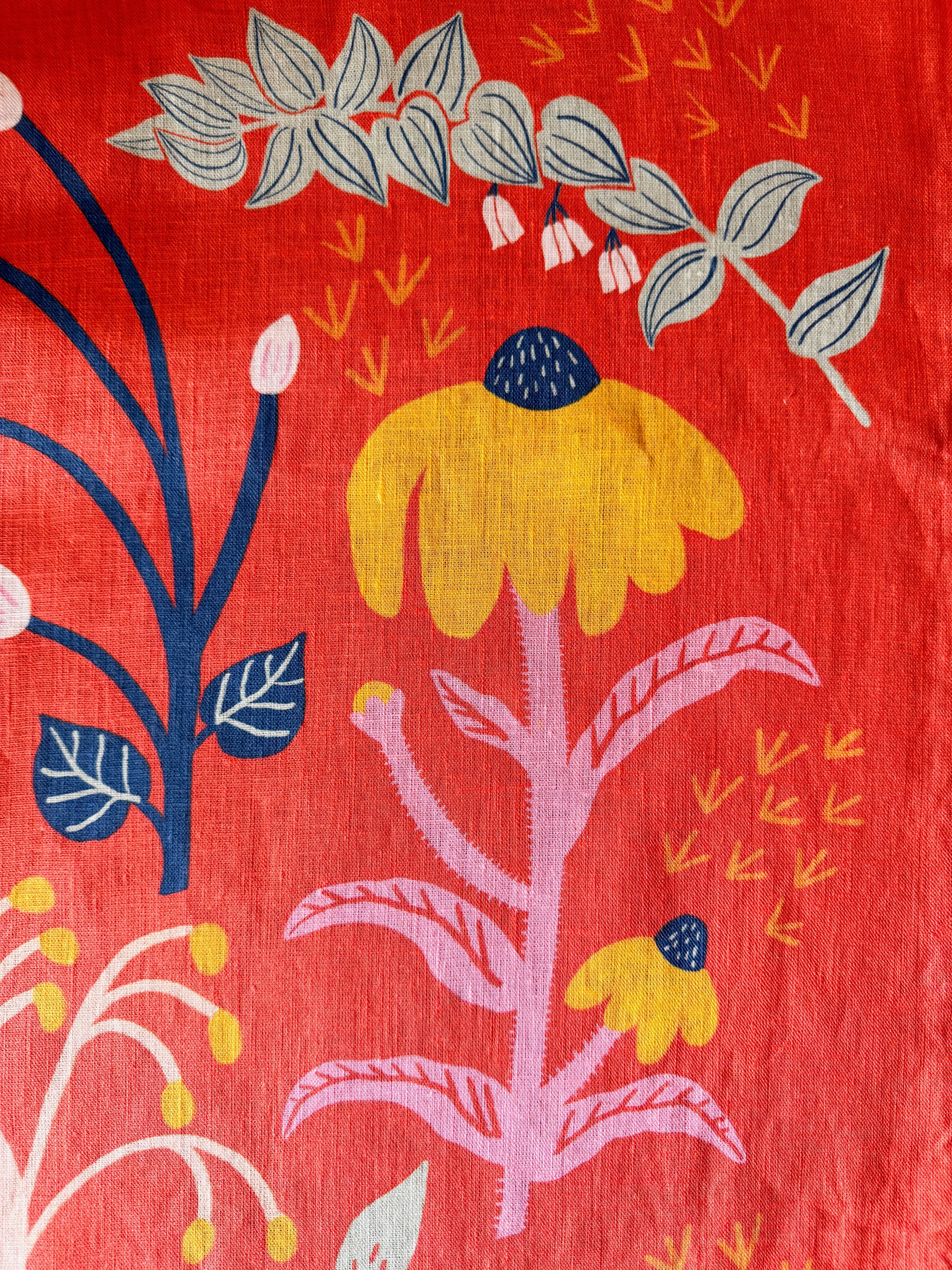 Super Blooms 100% Stone Washed European Linen Tea Towel