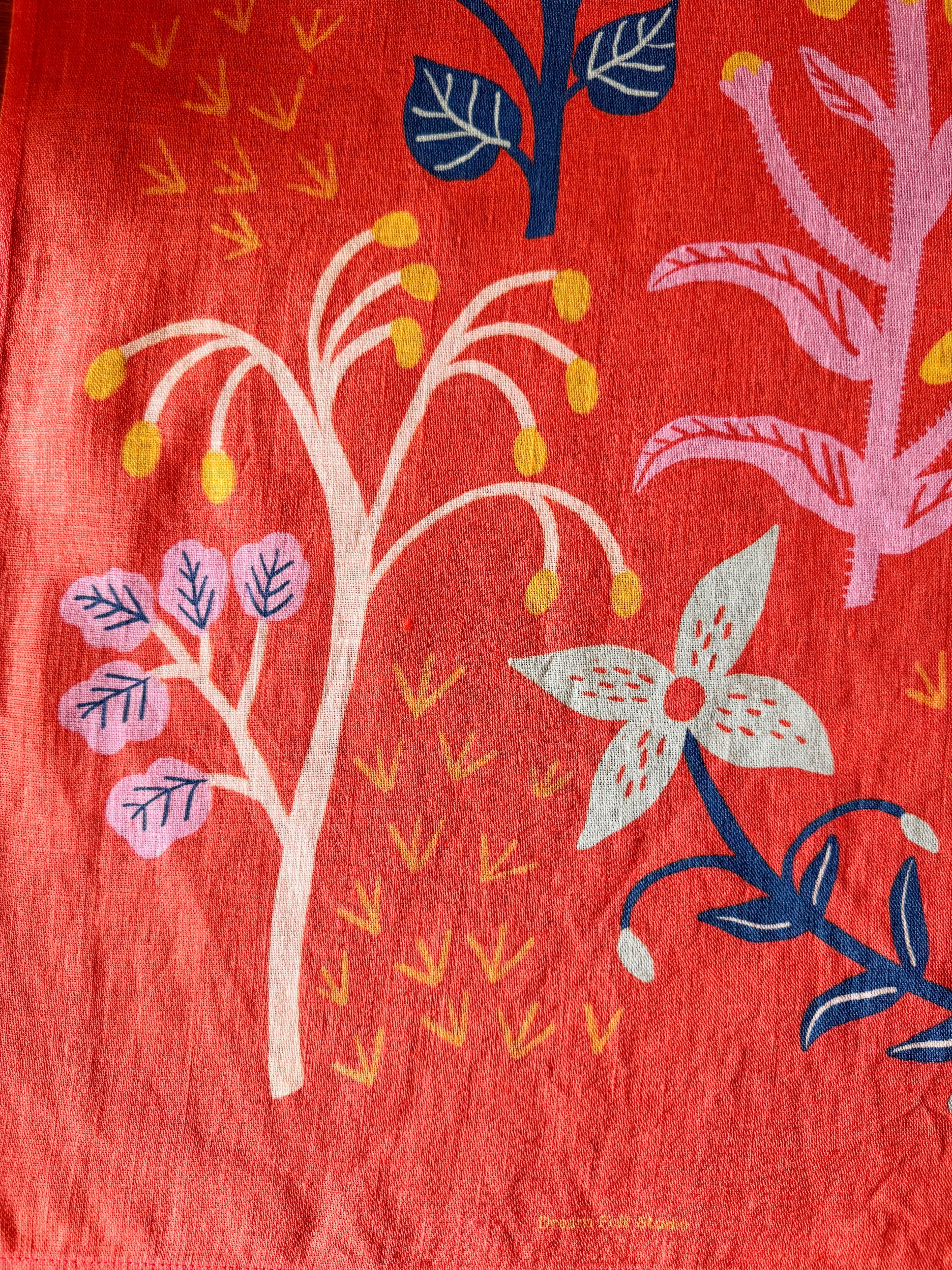 Super Blooms 100% Stone Washed European Linen Tea Towel
