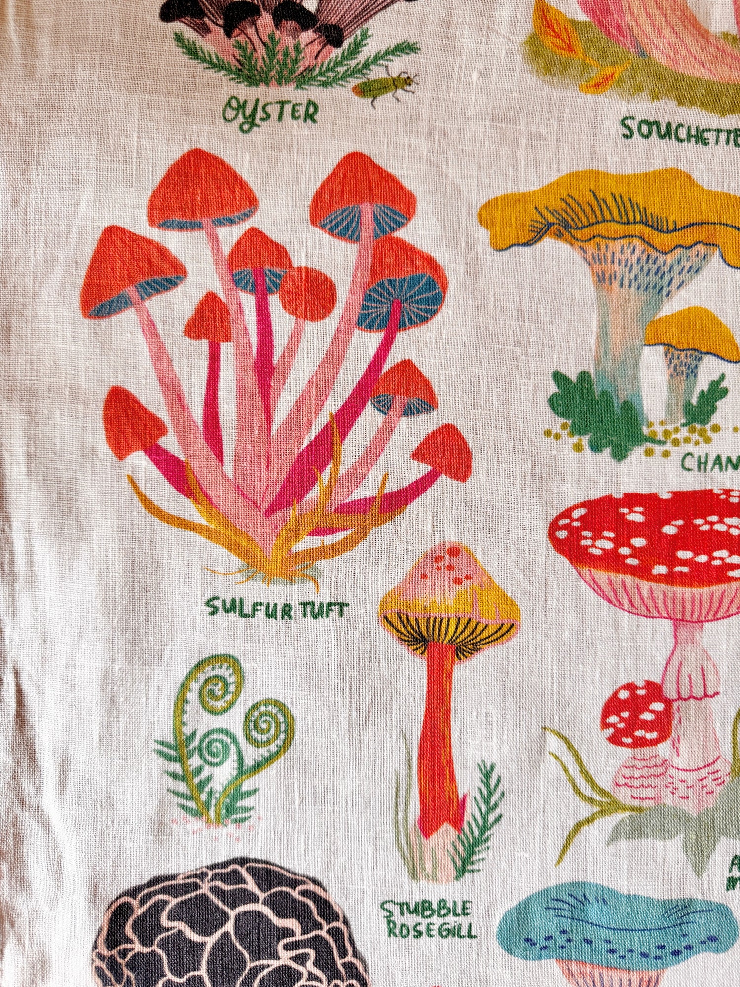 Mushroom of the Forest Floor 100% Stone Washed European Linen Tea Towel