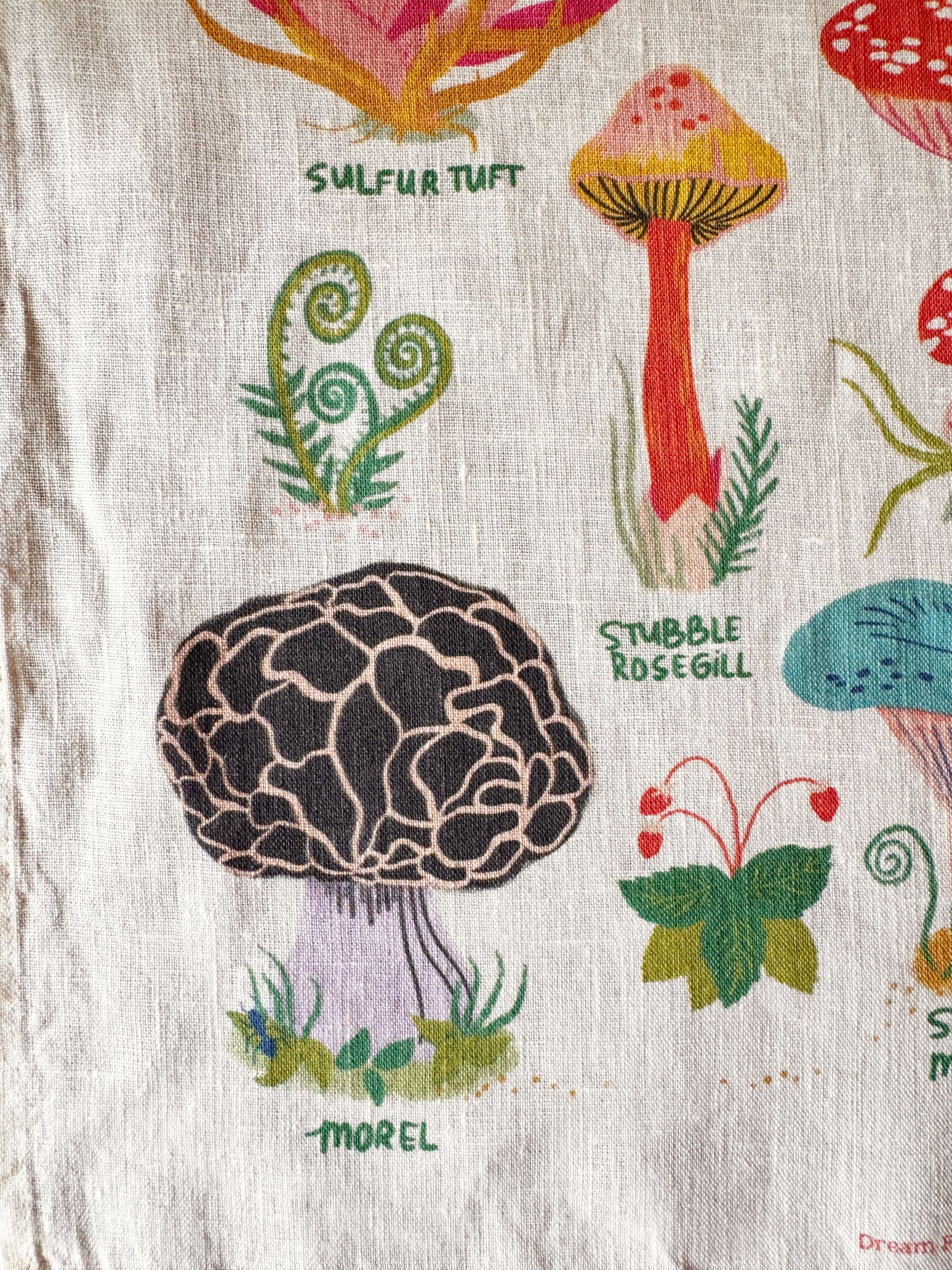 Mushroom of the Forest Floor 100% Stone Washed European Linen Tea Towel