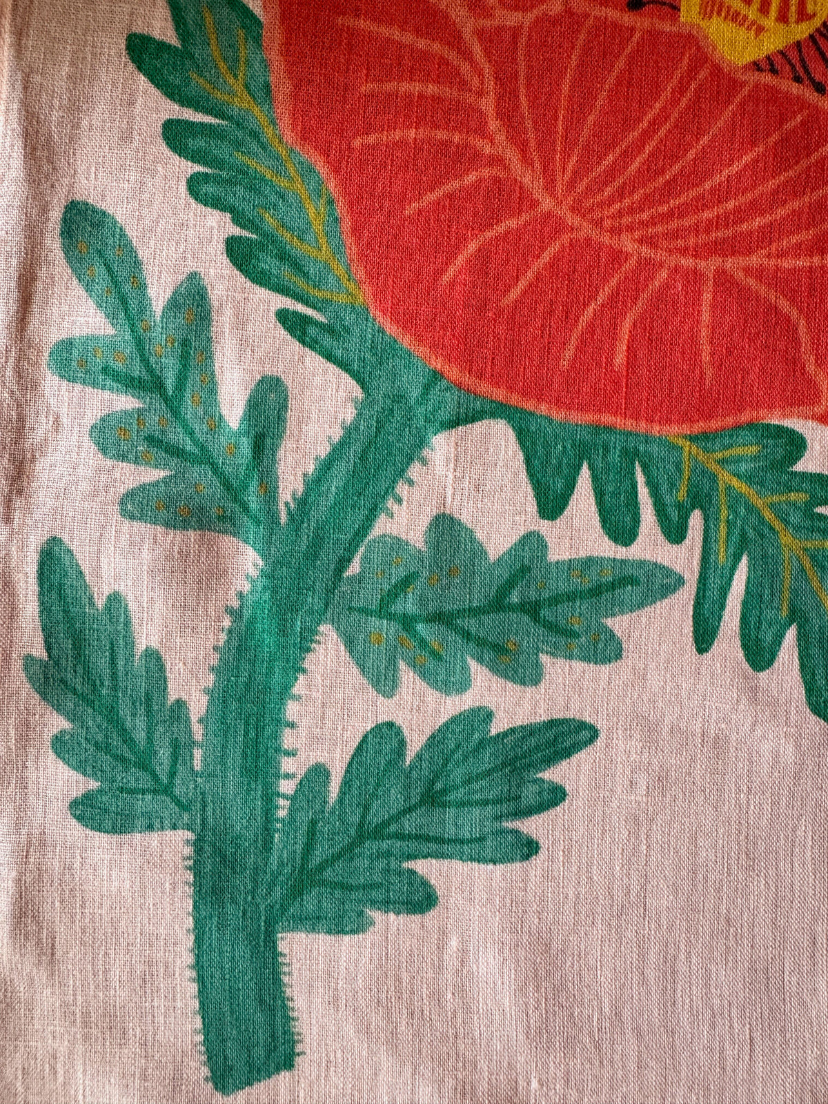 Garden Poppies 100% Stone Washed European Linen Tea Towel