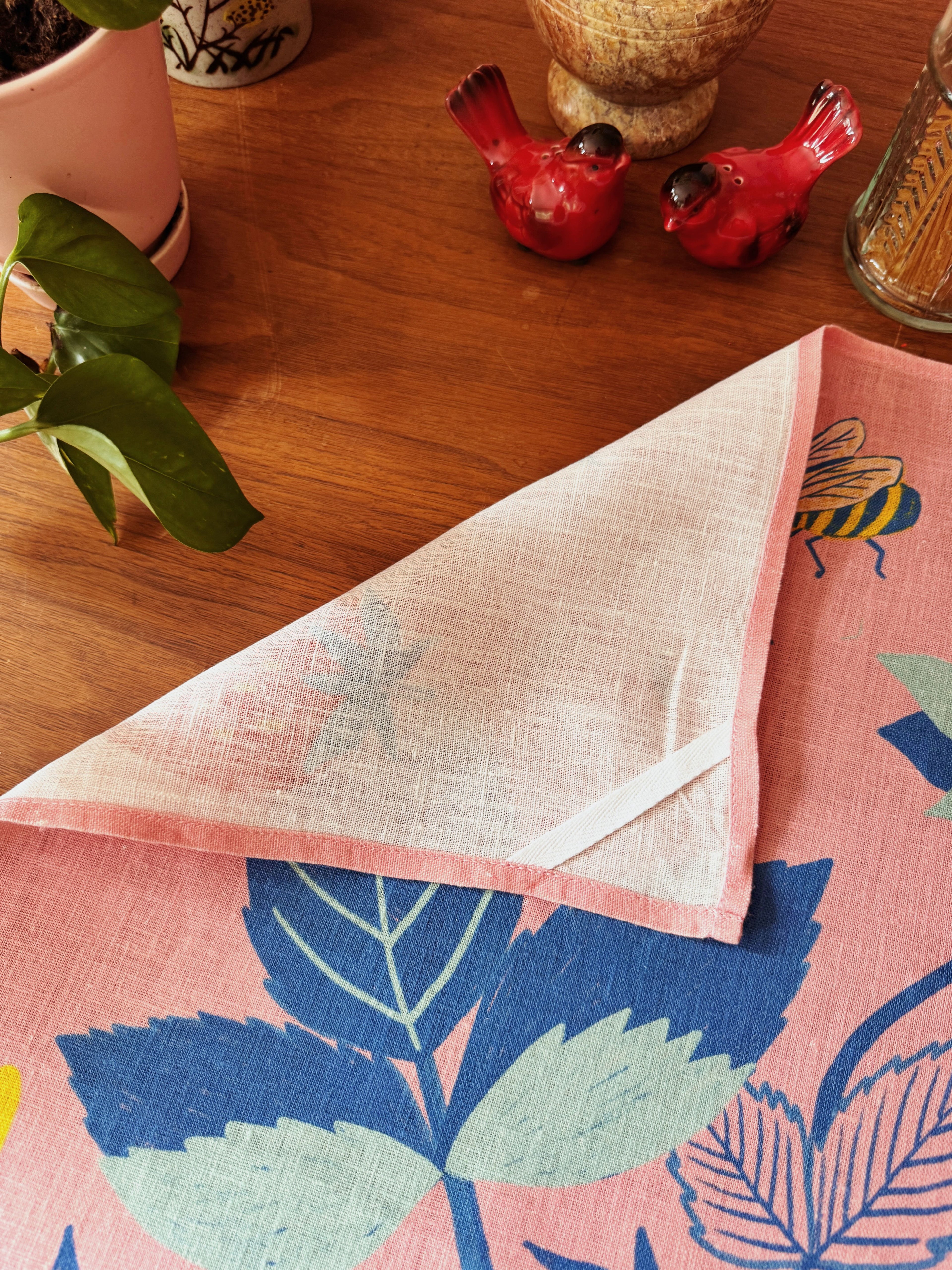 Fresh Strawberries 100% Stone Washed European Linen Tea Towel