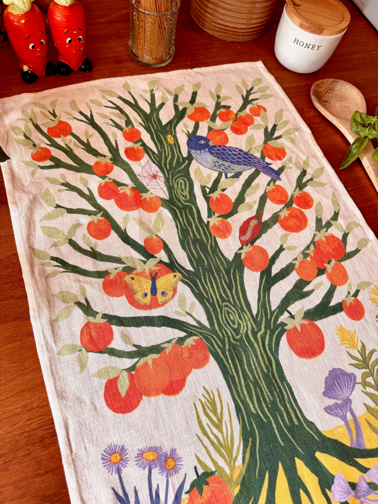 Persimmon Tree 100% Stone Washed European Linen Tea Towel